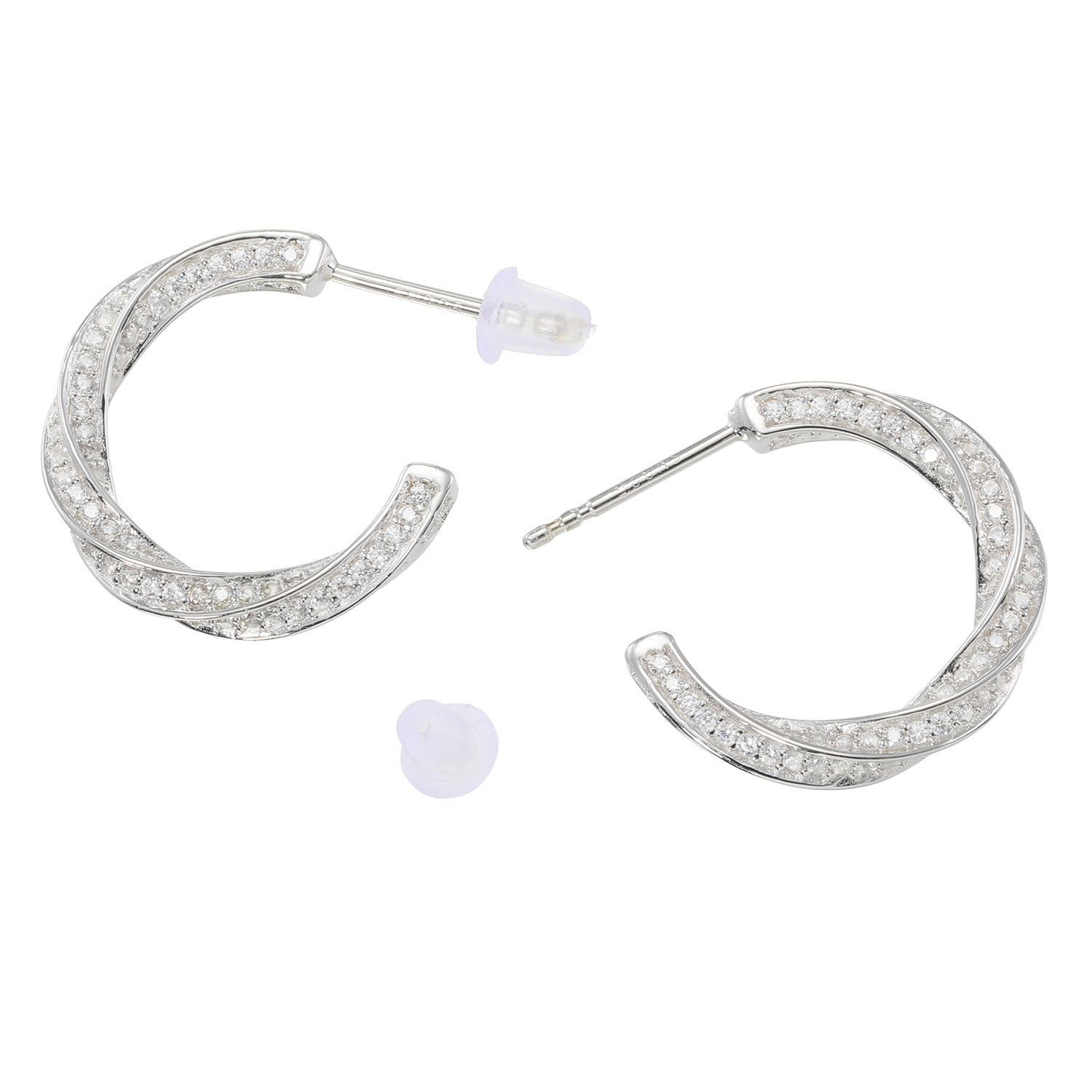 ブリランテステッラ シルバー ＣＺ ツイストウェービー フープピアス