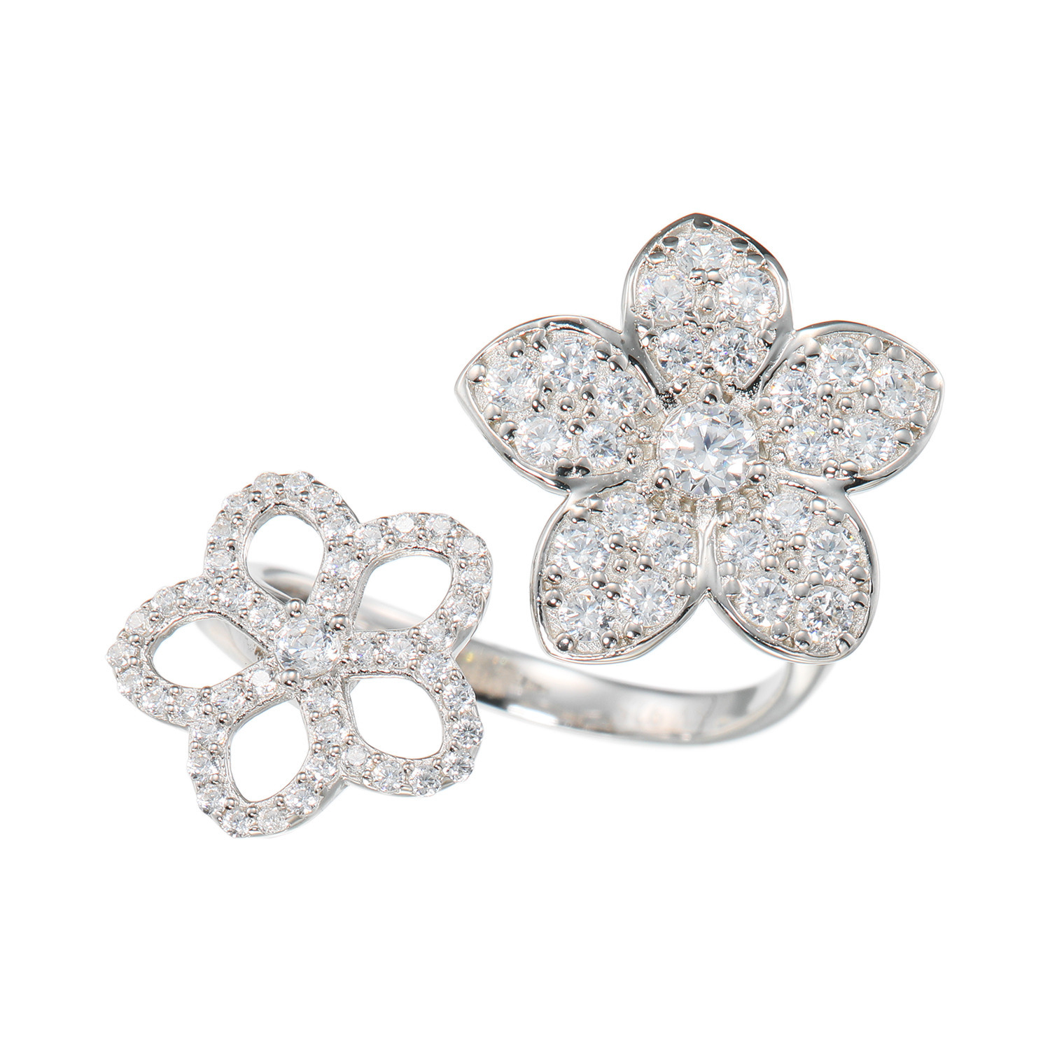 ブリランテステッラ シルバー ＣＺ ツインフラワー フォークリング