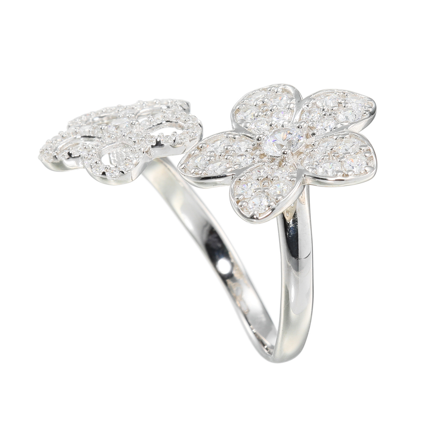 ブリランテステッラ シルバー ＣＺ ツインフラワー フォークリング