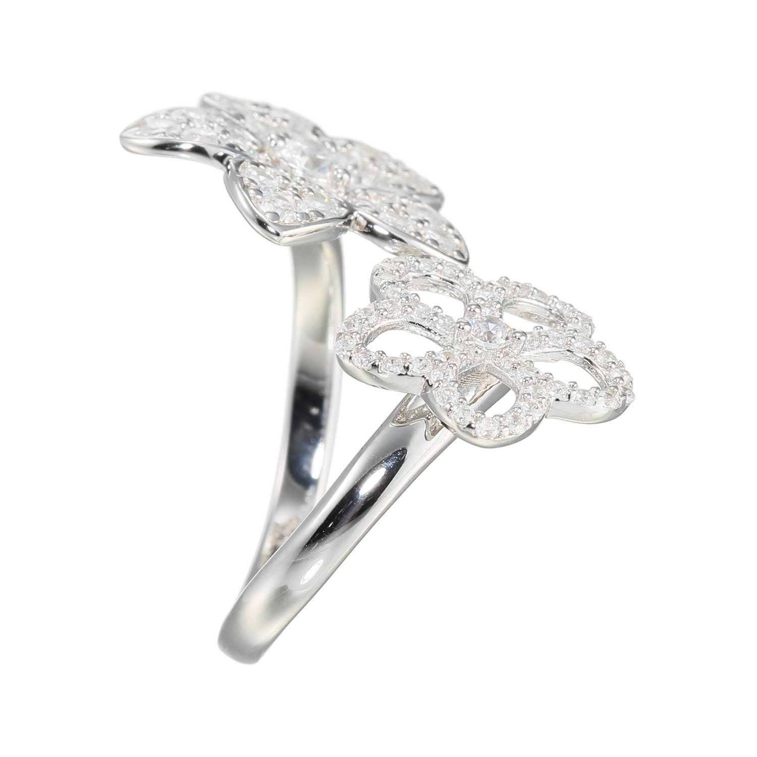 ブリランテステッラ シルバー ＣＺ ツインフラワー フォークリング