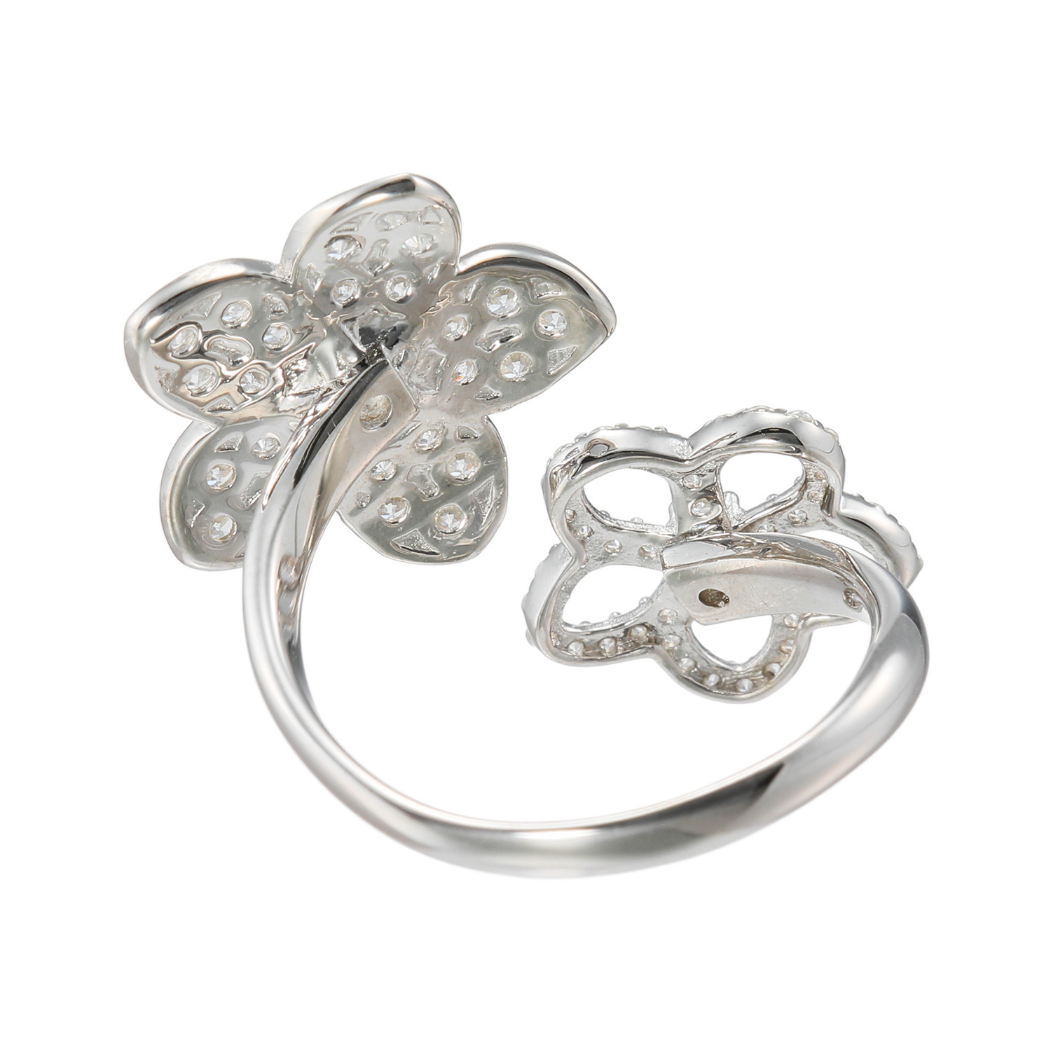 ブリランテステッラ シルバー ＣＺ ツインフラワー フォークリング