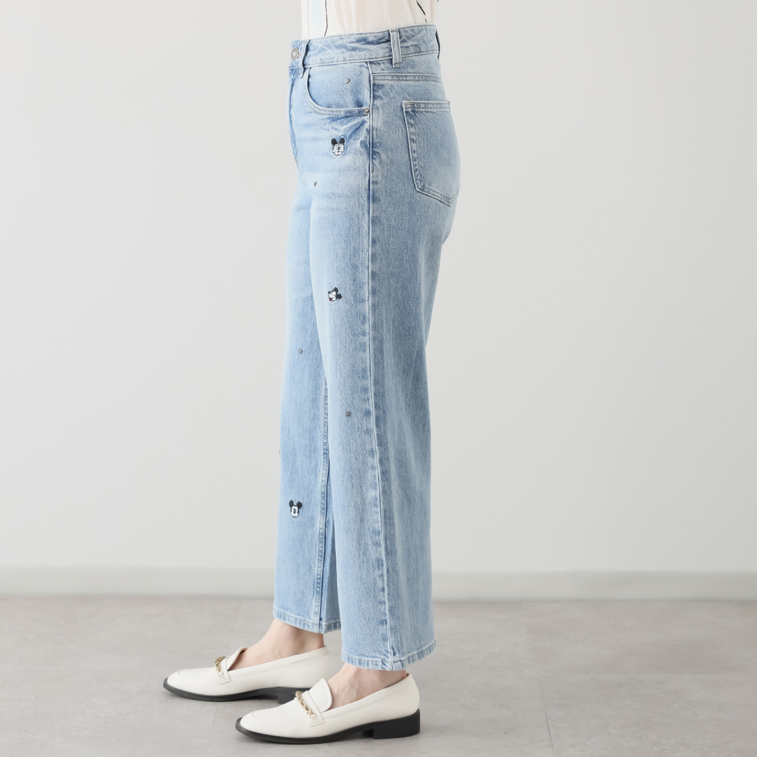 デシグアル ミッキーマウス刺しゅう デニムパンツ