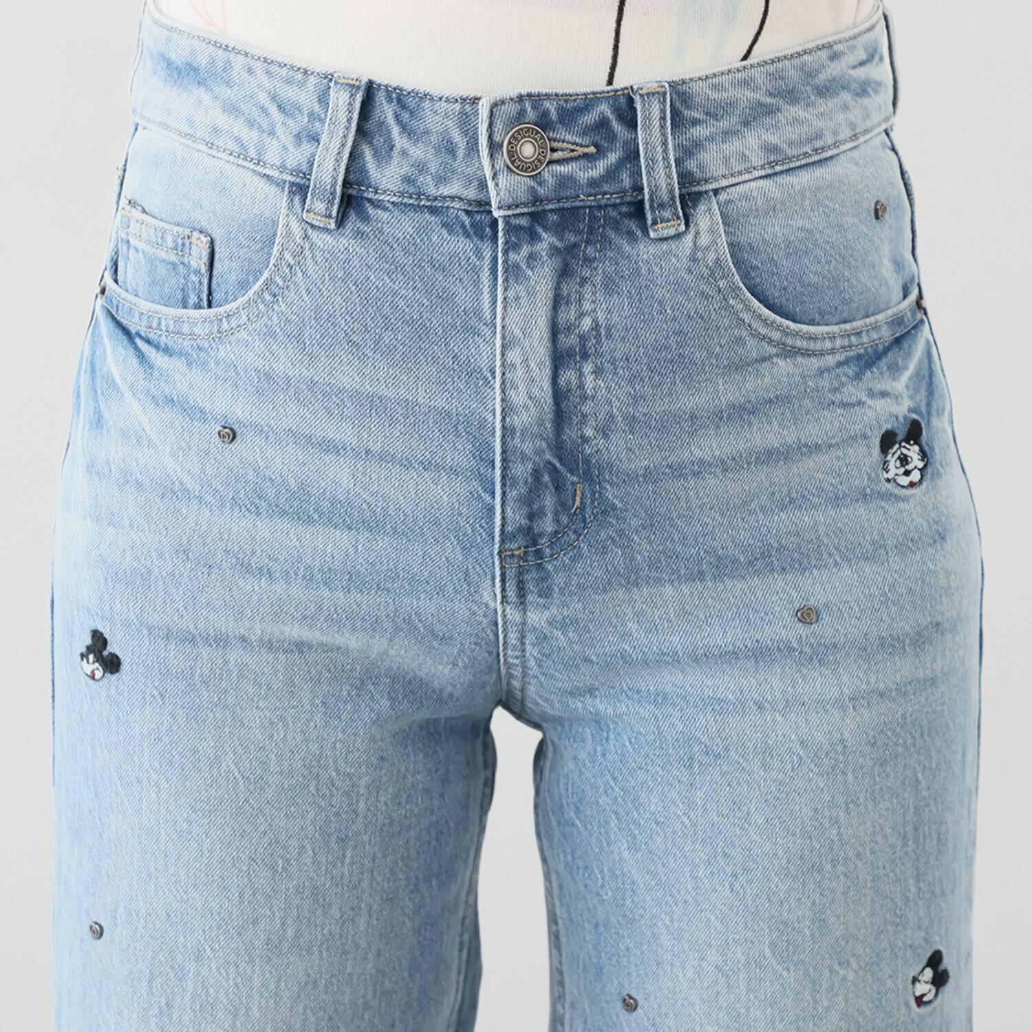 デシグアル ミッキーマウス刺しゅう デニムパンツ