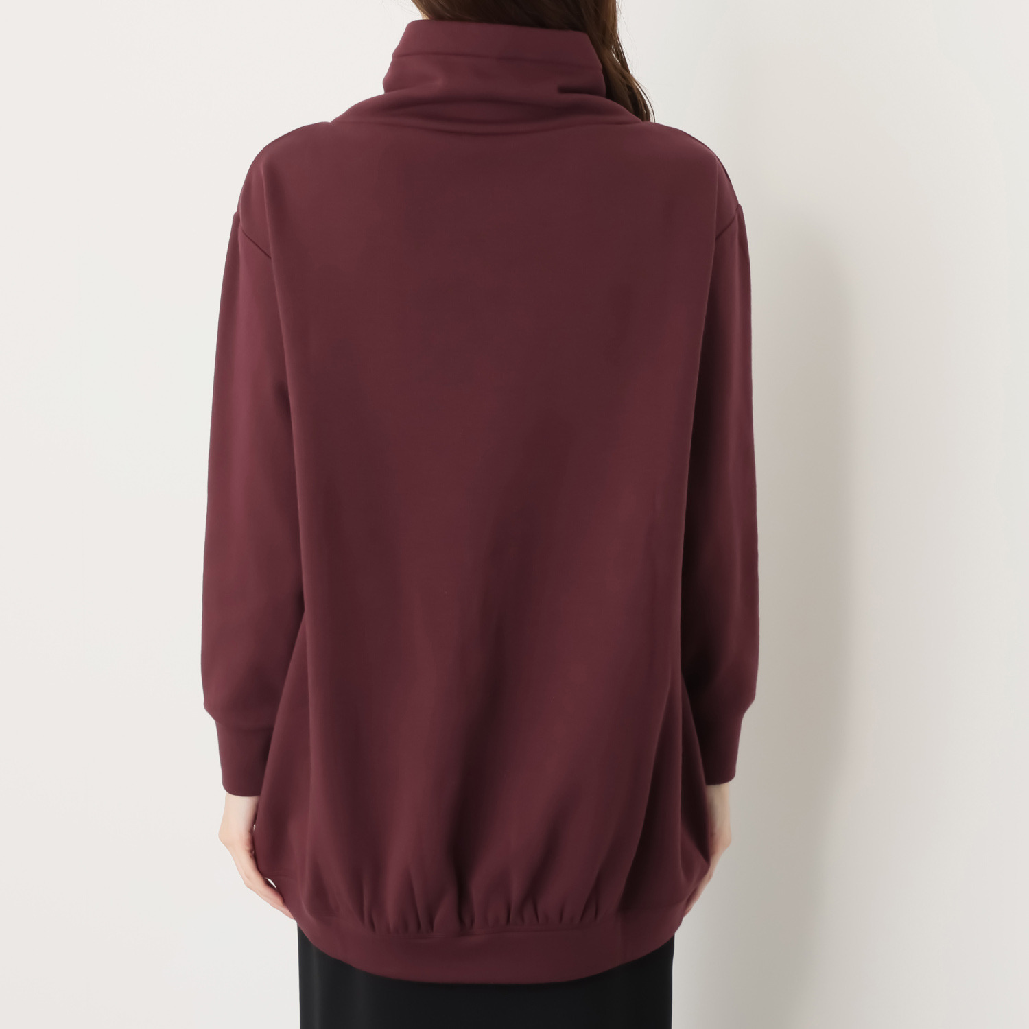 ゼラールスポーツ スーピマコットン混 ふんわり裏シャギー スタンドネック ラウンドフォルム チュニックプルオーバー