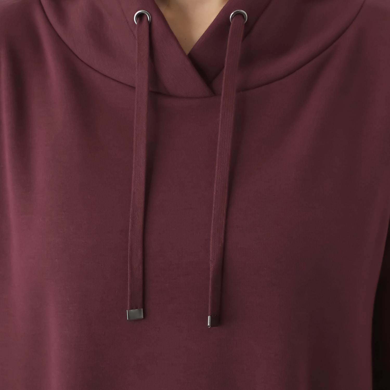 ゼラールスポーツ スーピマコットン混 ふんわり裏シャギー スタンドネック ラウンドフォルム チュニックプルオーバー