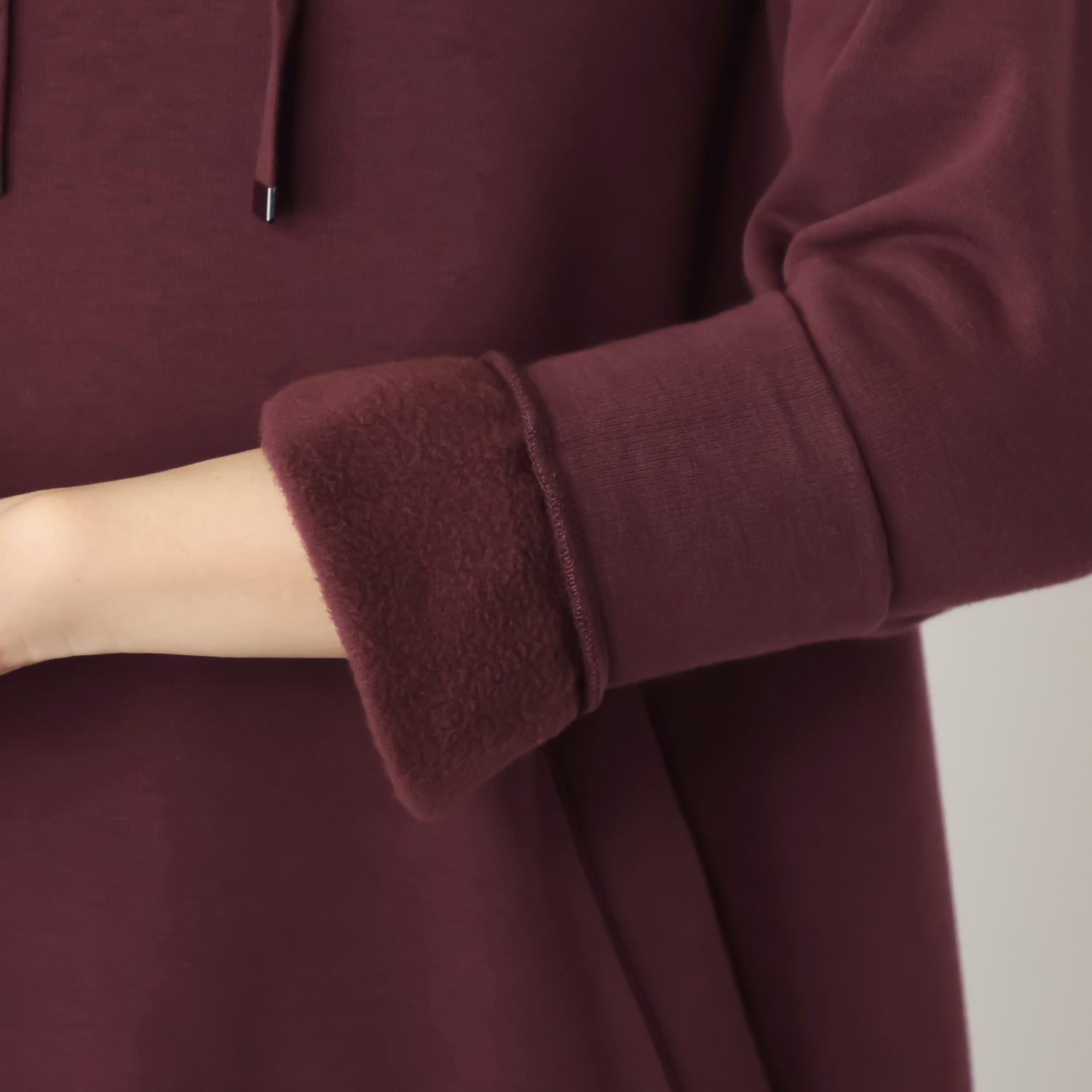 ゼラールスポーツ スーピマコットン混 ふんわり裏シャギー スタンドネック ラウンドフォルム チュニックプルオーバー