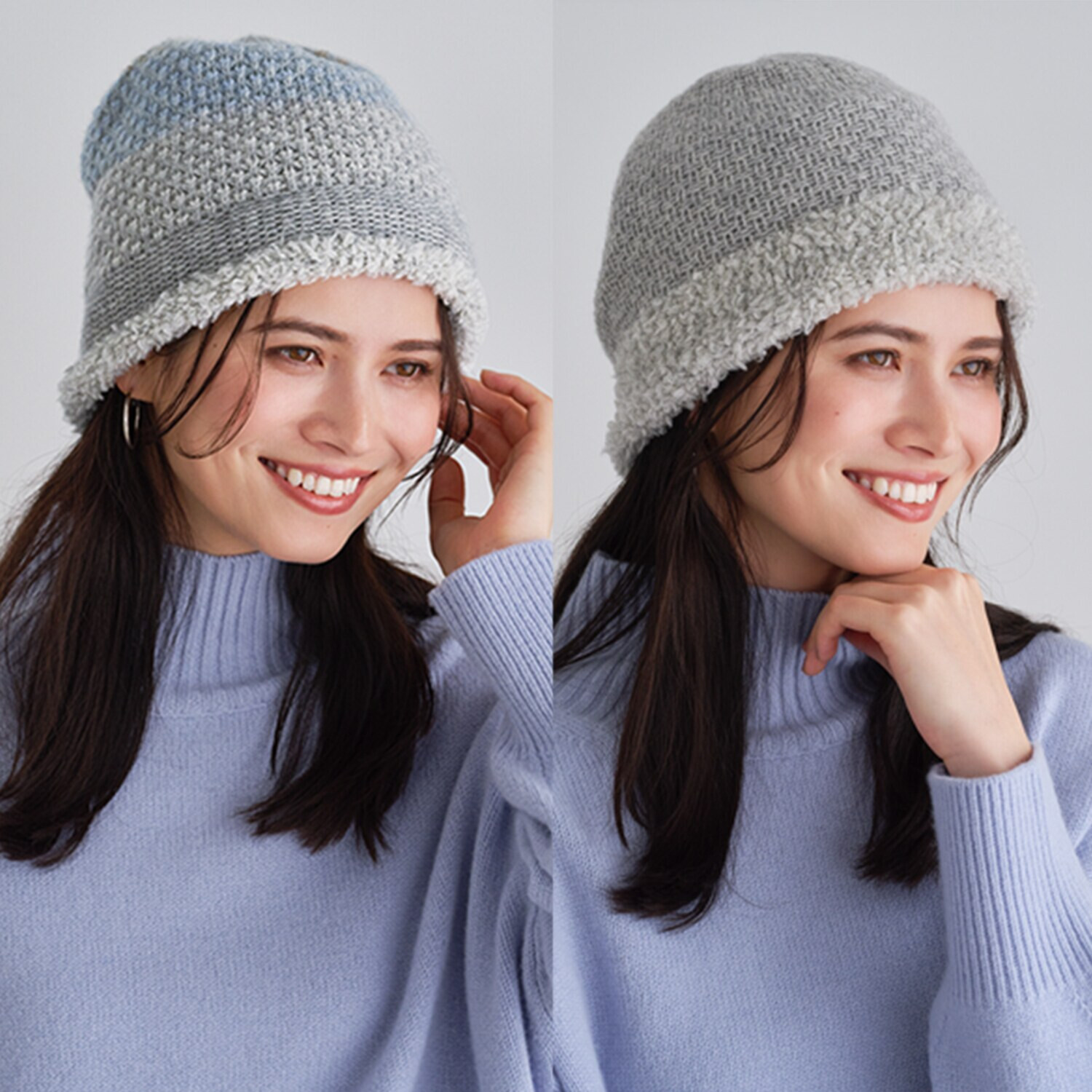 ベル・モード リバーシブルで ４通り楽しめる！ 日本製 タスマニアラムウール混 ニットワッチ