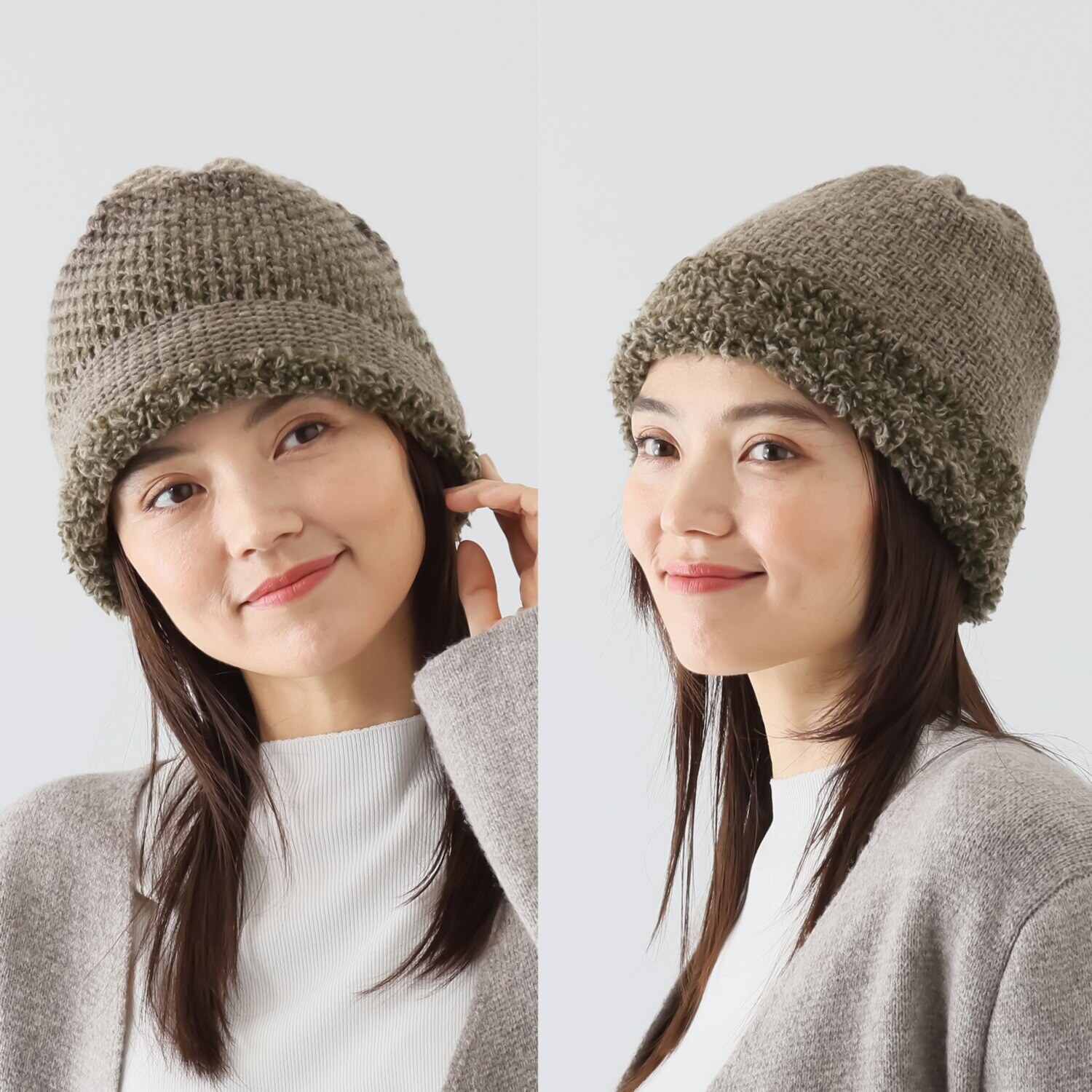 ベル・モード リバーシブルで ４通り楽しめる！ 日本製 タスマニアラムウール混 ニットワッチ