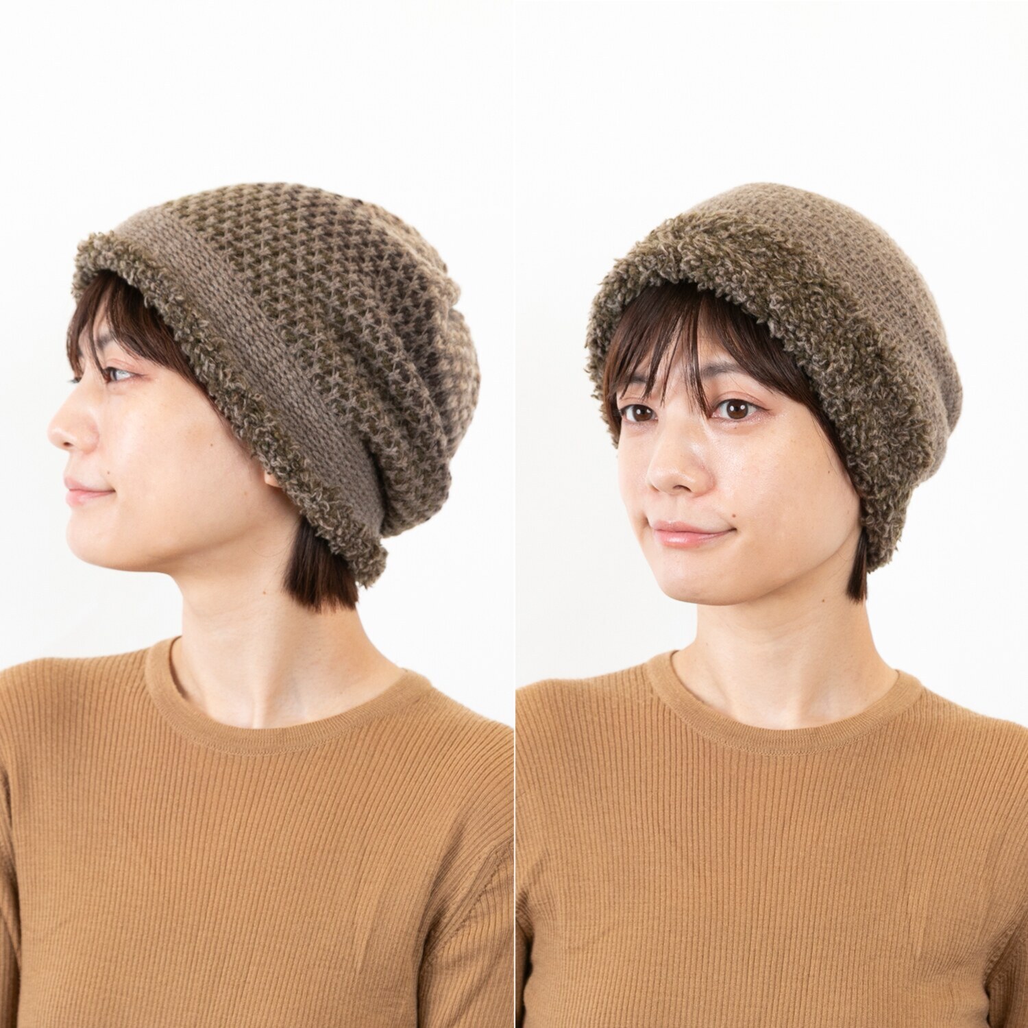 ベル・モード リバーシブルで ４通り楽しめる！ 日本製 タスマニアラムウール混 ニットワッチ