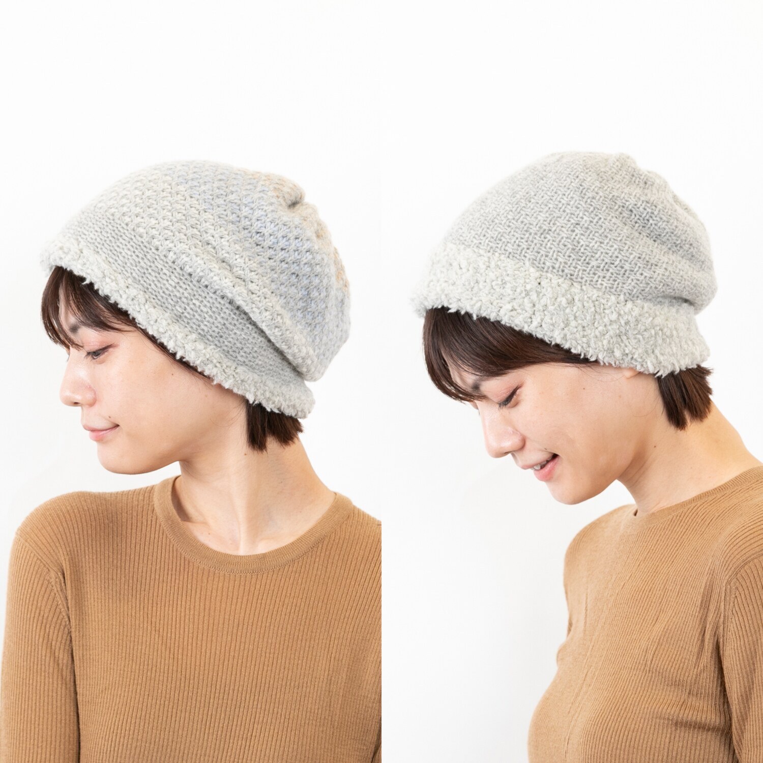 ベル・モード リバーシブルで ４通り楽しめる！ 日本製 タスマニアラムウール混 ニットワッチ