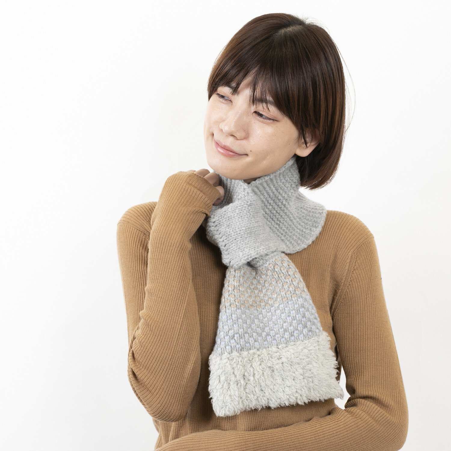 ベル・モード 日本製 タスマニアラムウール混 プチマフラー