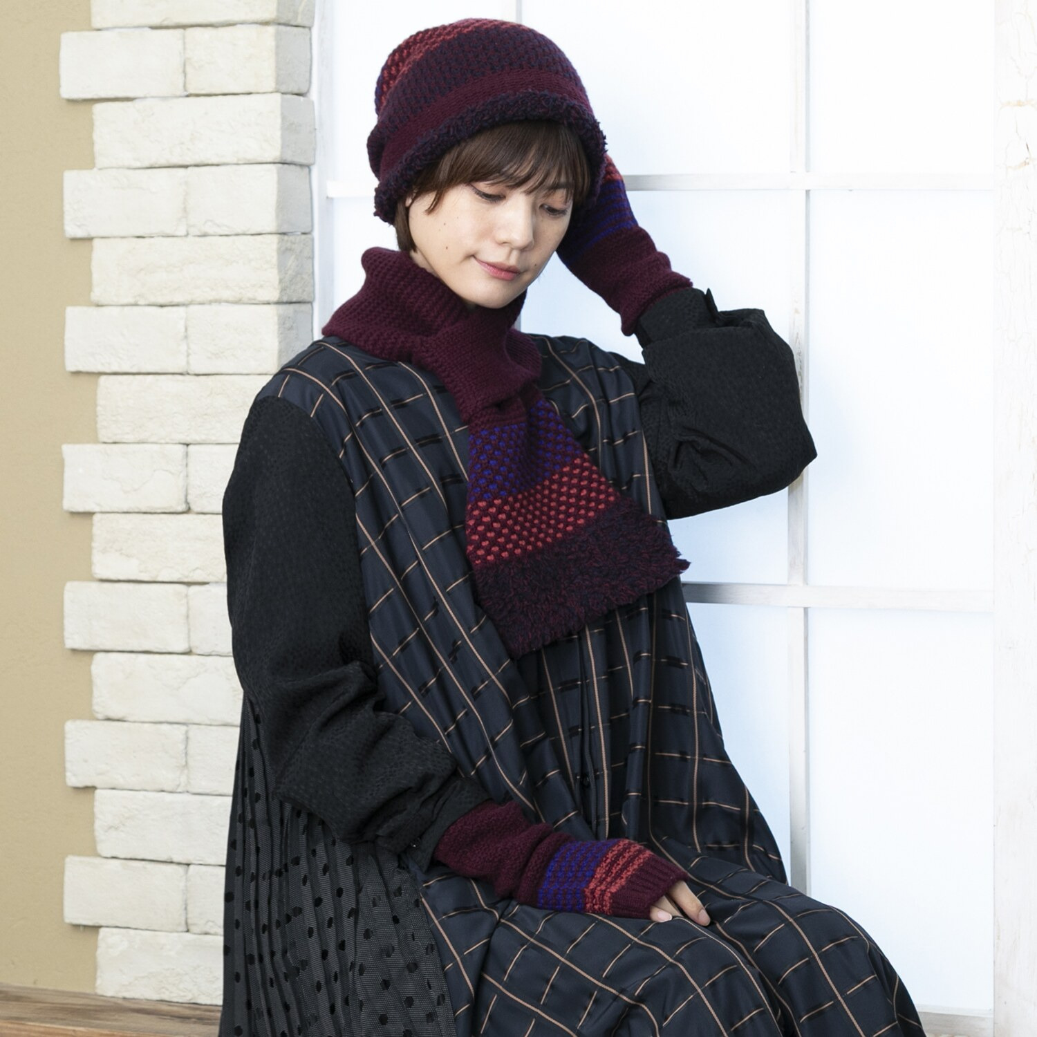 ベル・モード 日本製 タスマニアラムウール混 プチマフラー