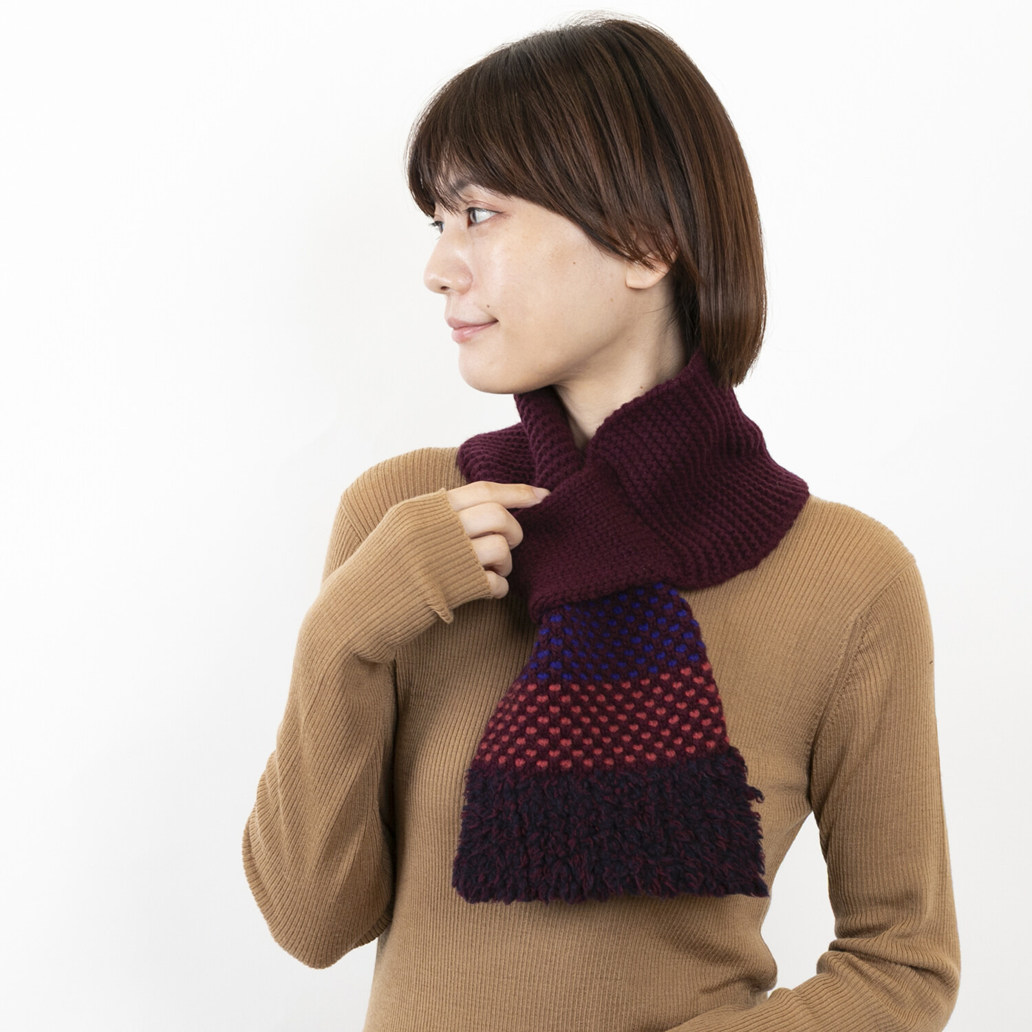 ベル・モード 日本製 タスマニアラムウール混 プチマフラー