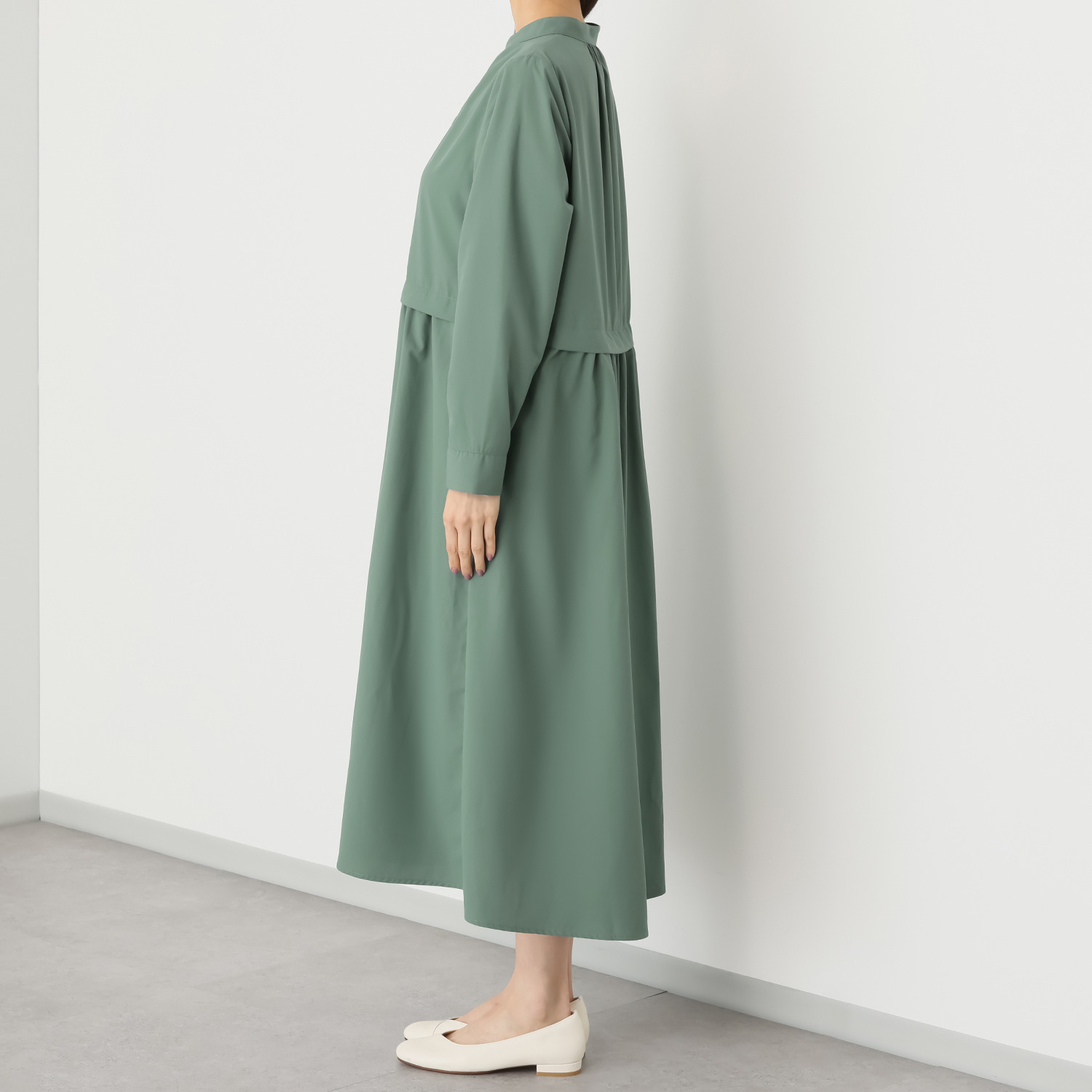 Ｔ．Ｆ．Ｄ．Ｃ． 機能満載！ テックコットン レイヤード風 ロングシャツワンピース