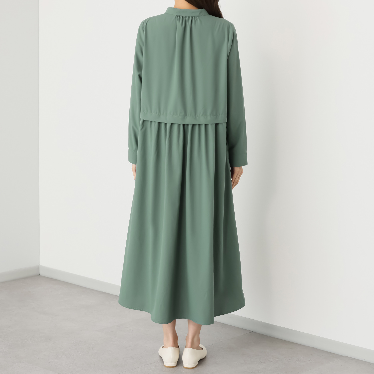 Ｔ．Ｆ．Ｄ．Ｃ． 機能満載！ テックコットン レイヤード風 ロングシャツワンピース