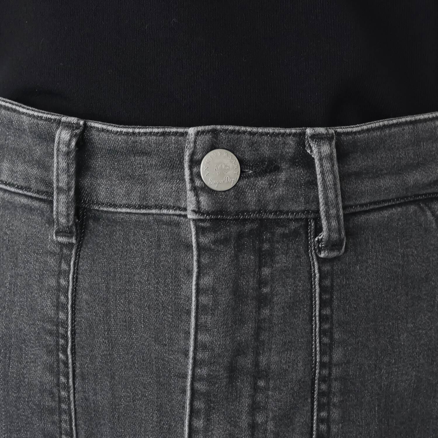 シュガーデプト ふんわり肌に気持ち良い ソフトタッチデニム ワークデザインスカート