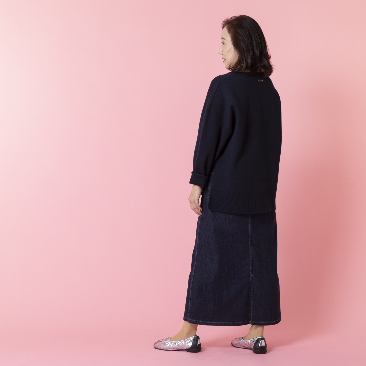 シュガーデプト ふんわり肌に気持ち良い ソフトタッチデニム ワークデザインスカート