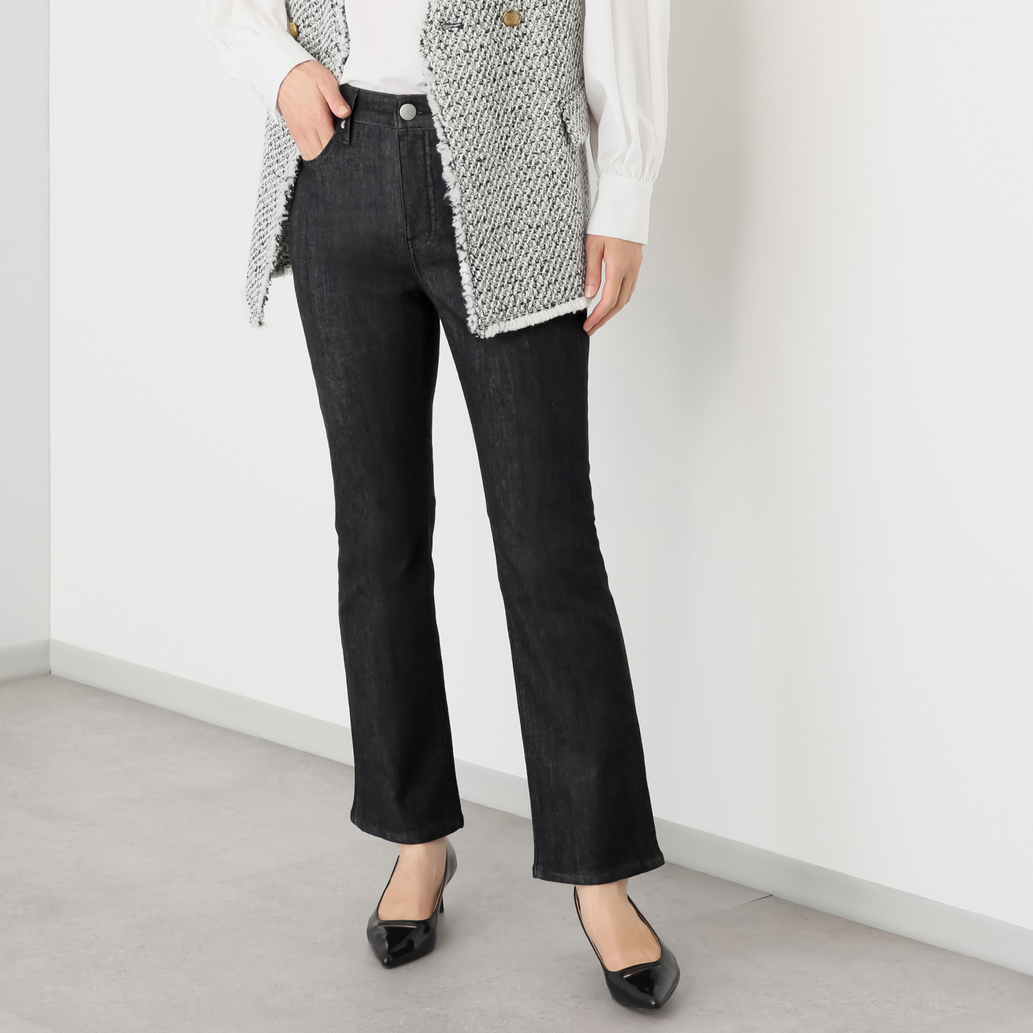 シュガーデプト ふんわり肌に気持ち良い ソフトタッチデニム 美脚ストレートジーンズ