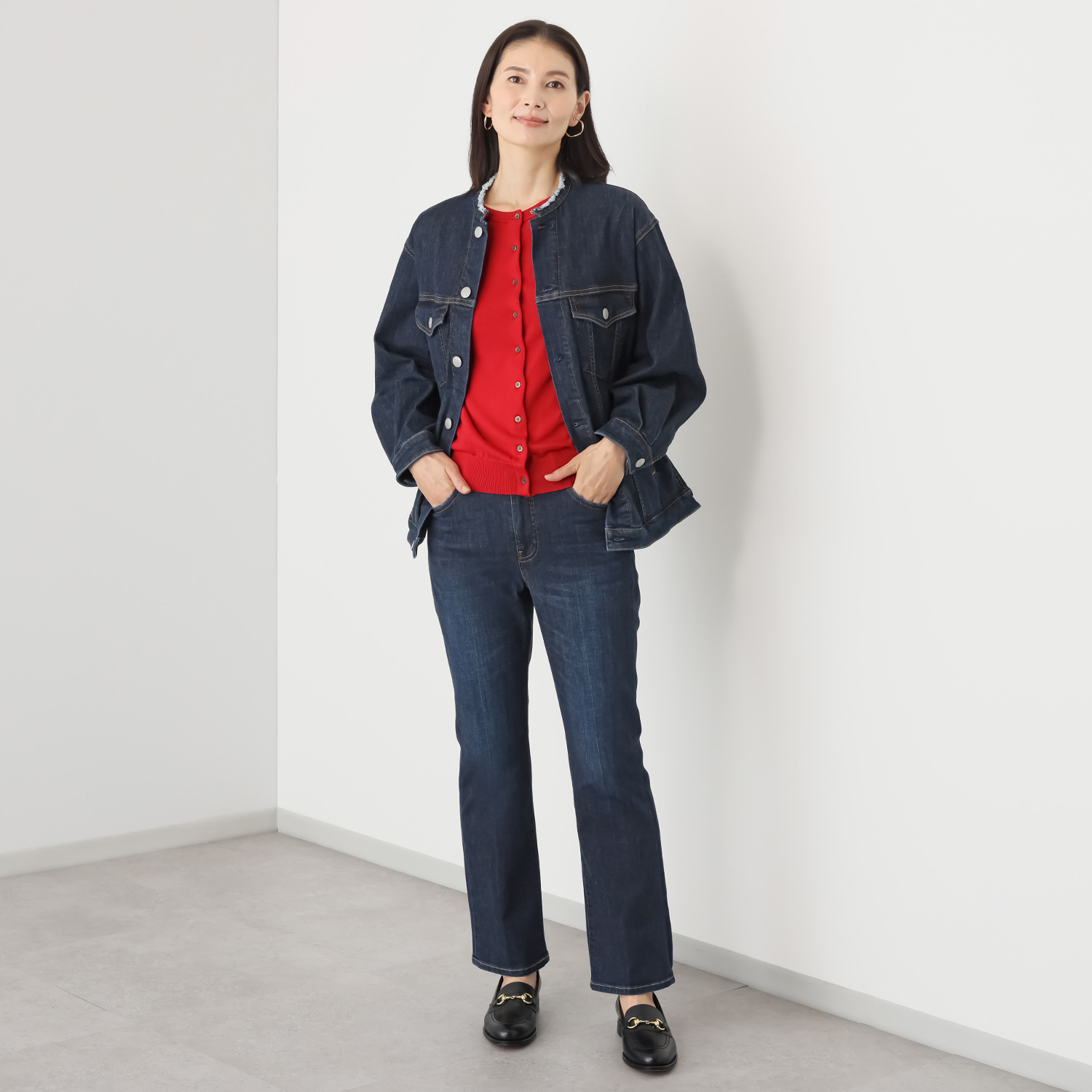 シュガーデプト ふんわり肌に気持ち良い ソフトタッチデニム 美脚ストレートジーンズ