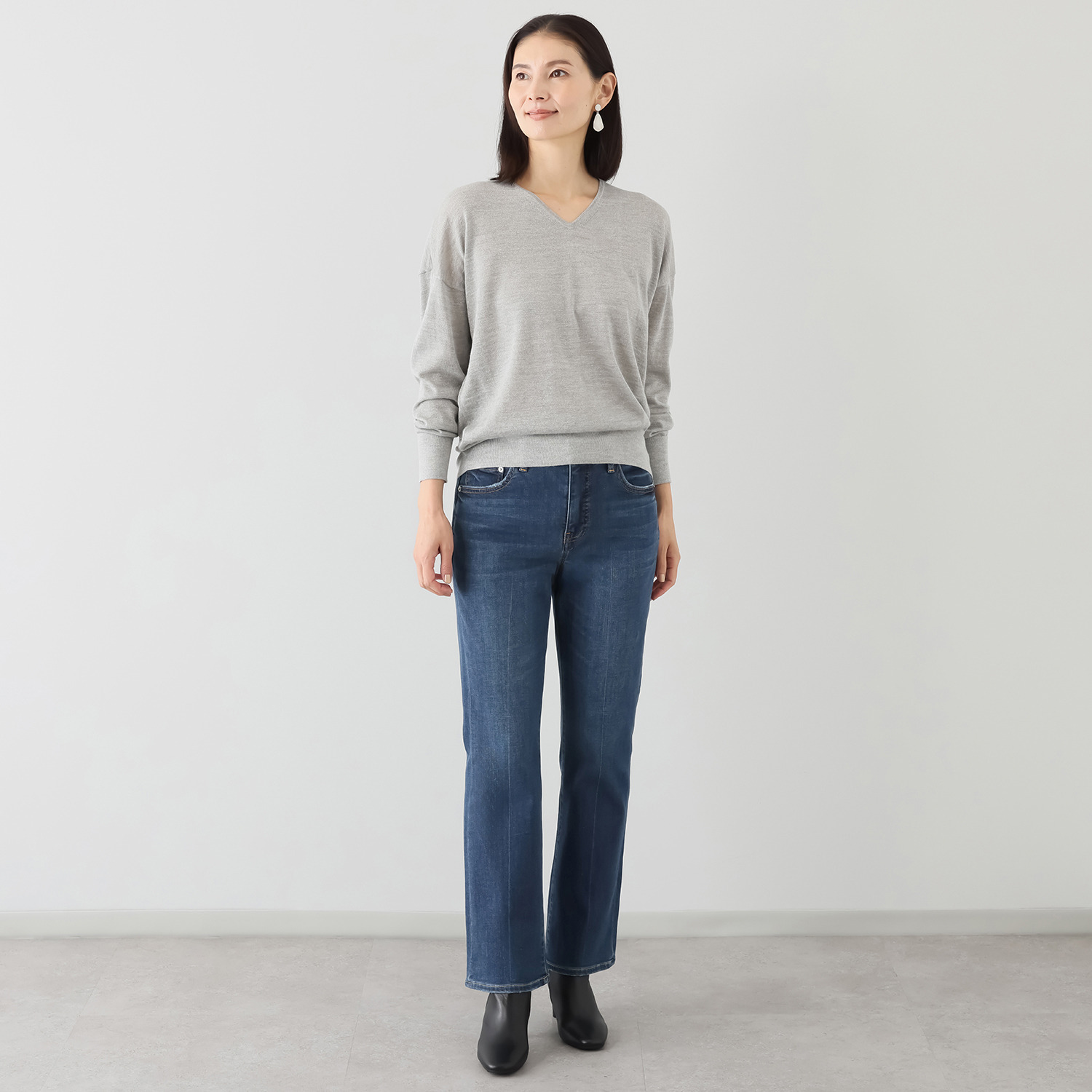 シュガーデプト ふんわり肌に気持ち良い ソフトタッチデニム 美脚ストレートジーンズ