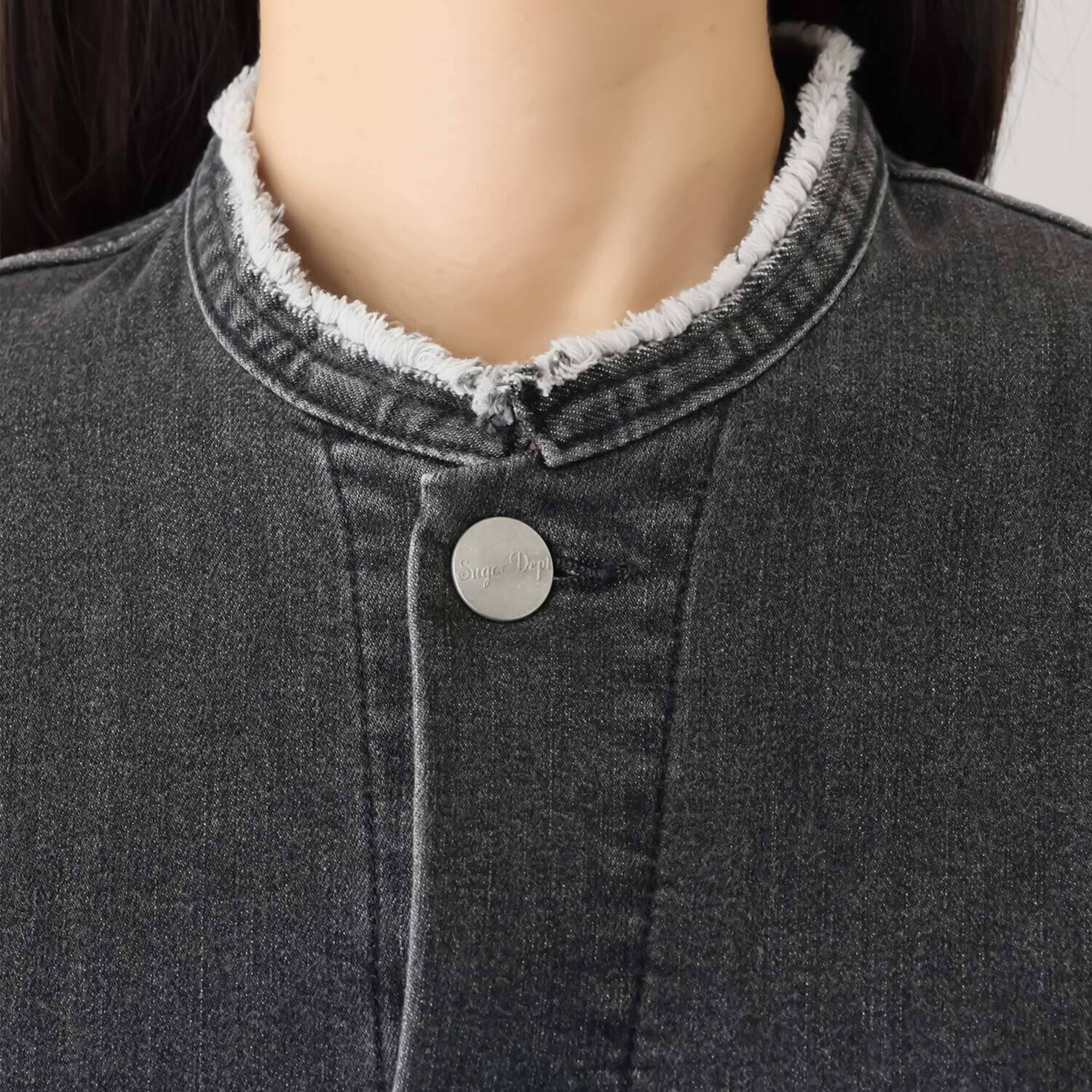 シュガーデプト ふんわり肌に気持ち良い ソフトタッチデニム ノーカラージャケット