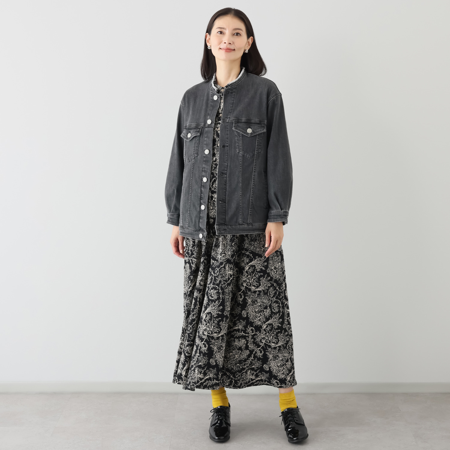 シュガーデプト ふんわり肌に気持ち良い ソフトタッチデニム ノーカラージャケット