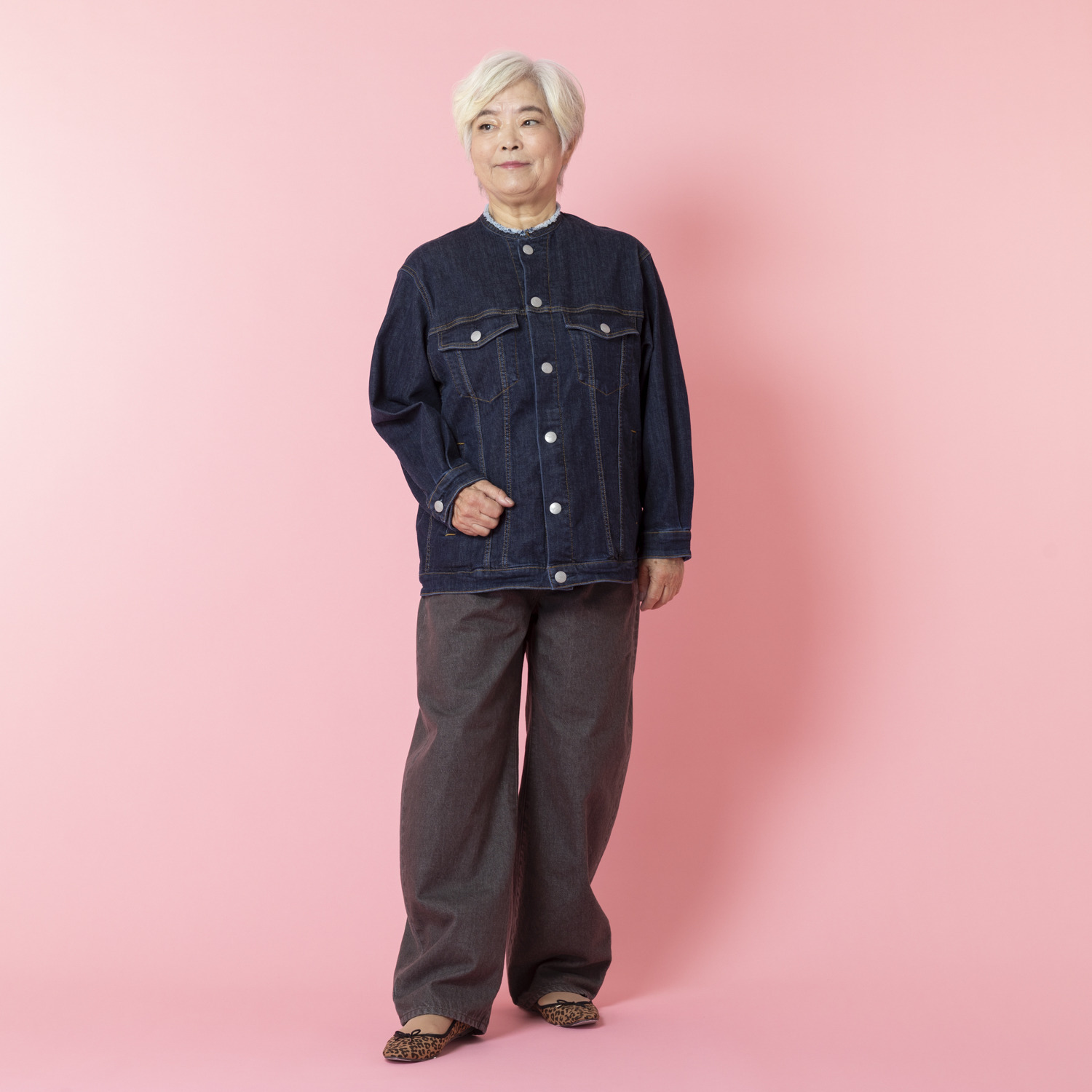 シュガーデプト ふんわり肌に気持ち良い ソフトタッチデニム ノーカラージャケット