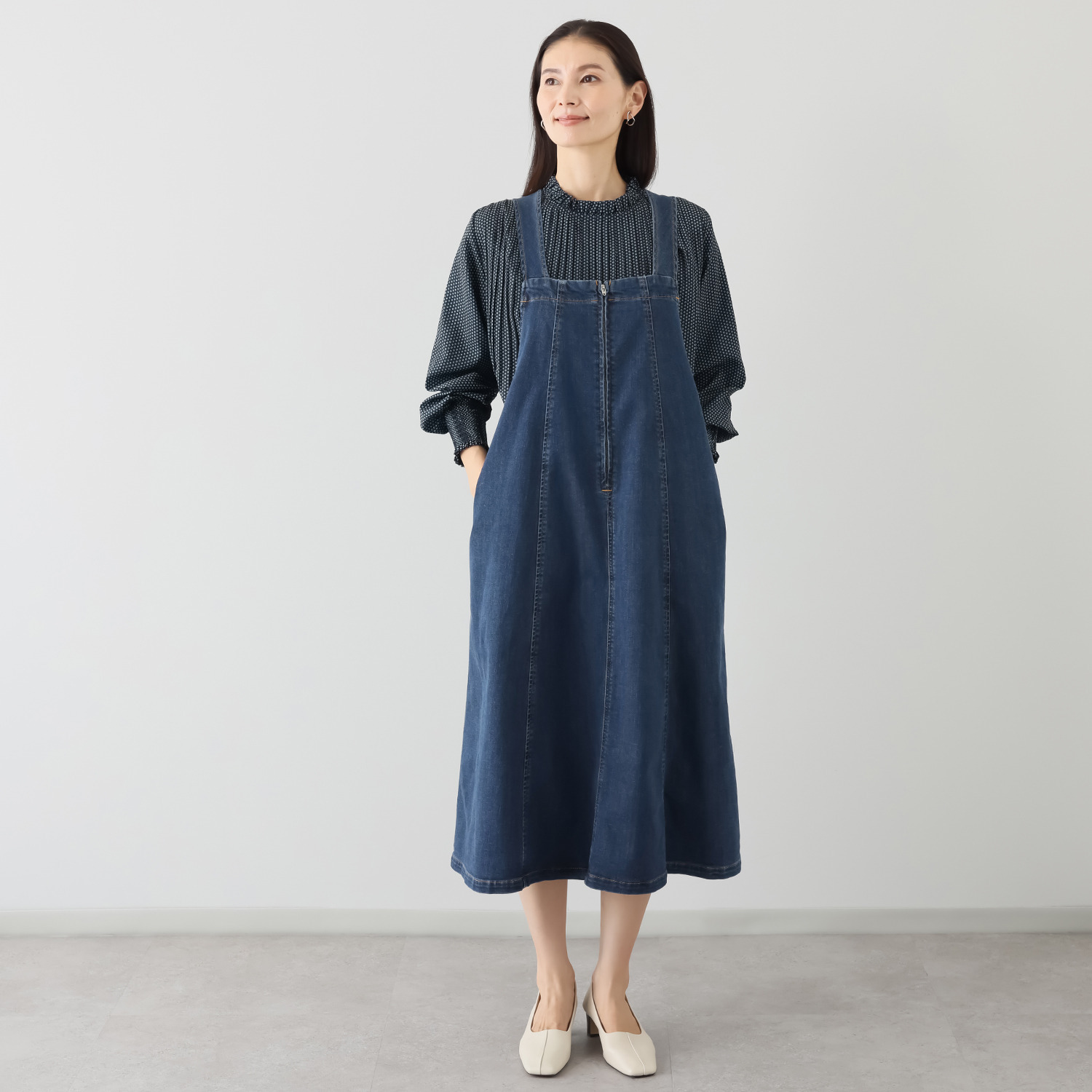 シュガーデプト ふんわり肌に気持ち良い ソフトタッチデニム ジャンパースカート