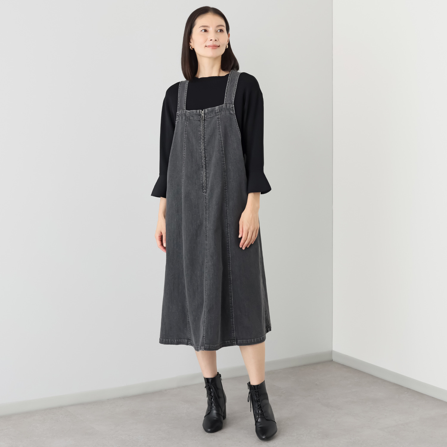 シュガーデプト ふんわり肌に気持ち良い ソフトタッチデニム ジャンパースカート