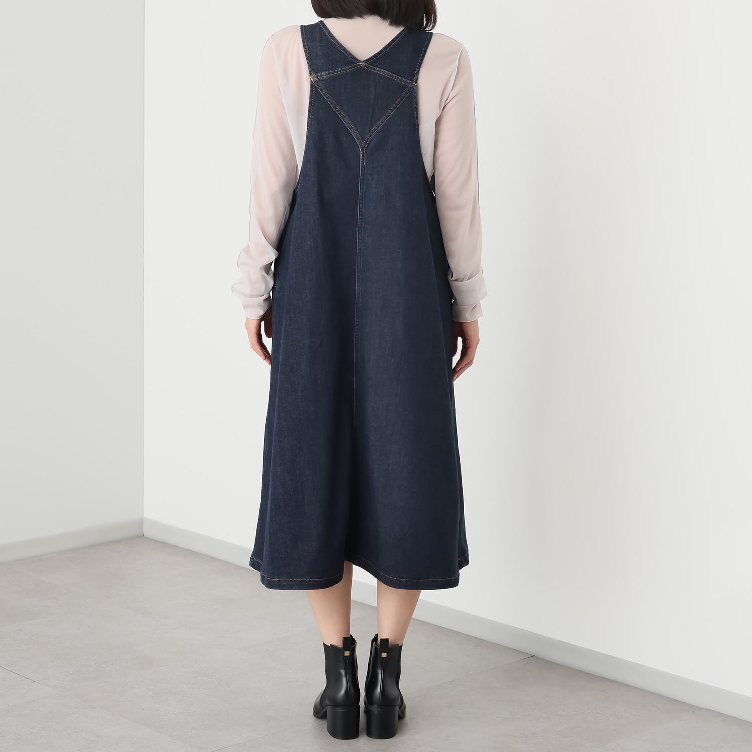 シュガーデプト ふんわり肌に気持ち良い ソフトタッチデニム ジャンパースカート