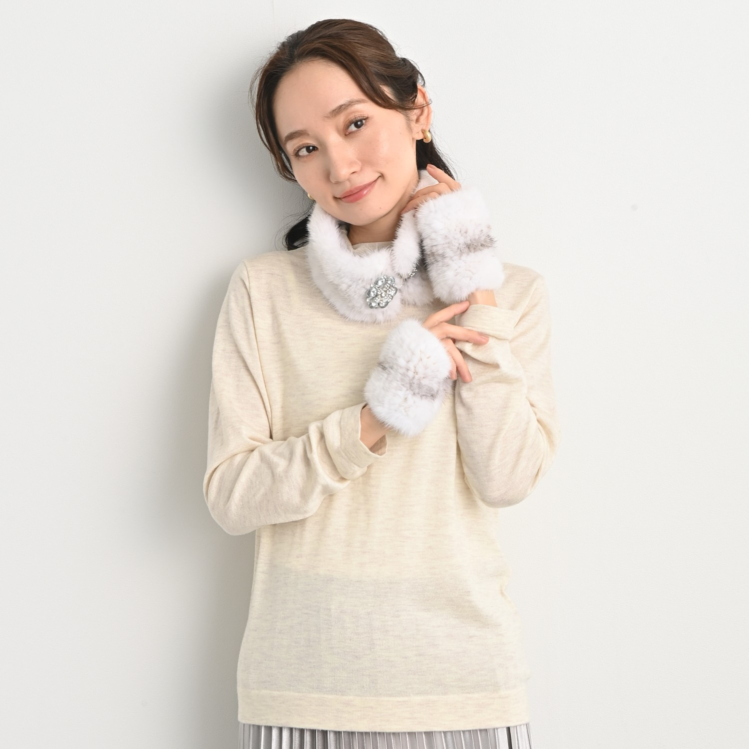 ティエドゥール ミンクヤーン 指だしグローブ