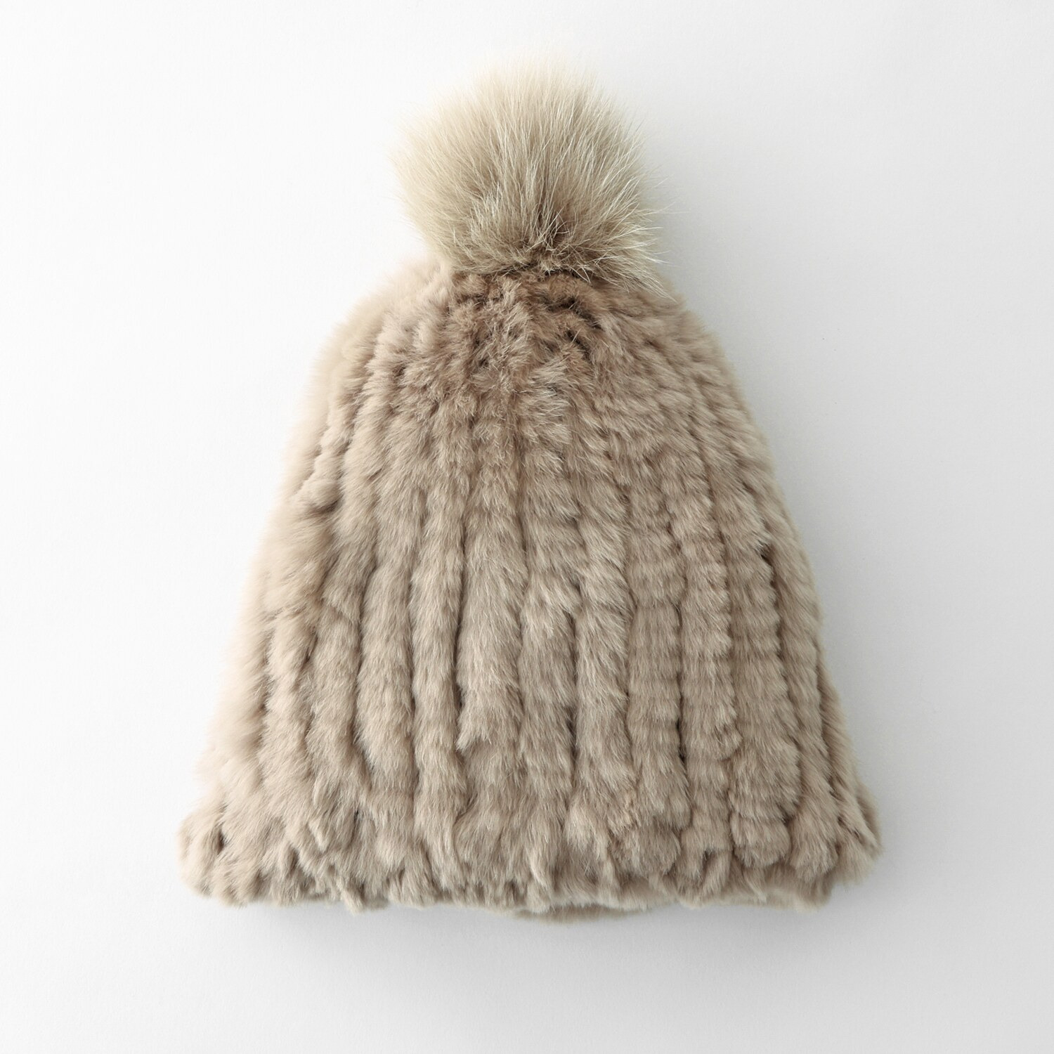 ティエドゥール レッキスラビットヤーン フォックスポンポン アクセント 帽子