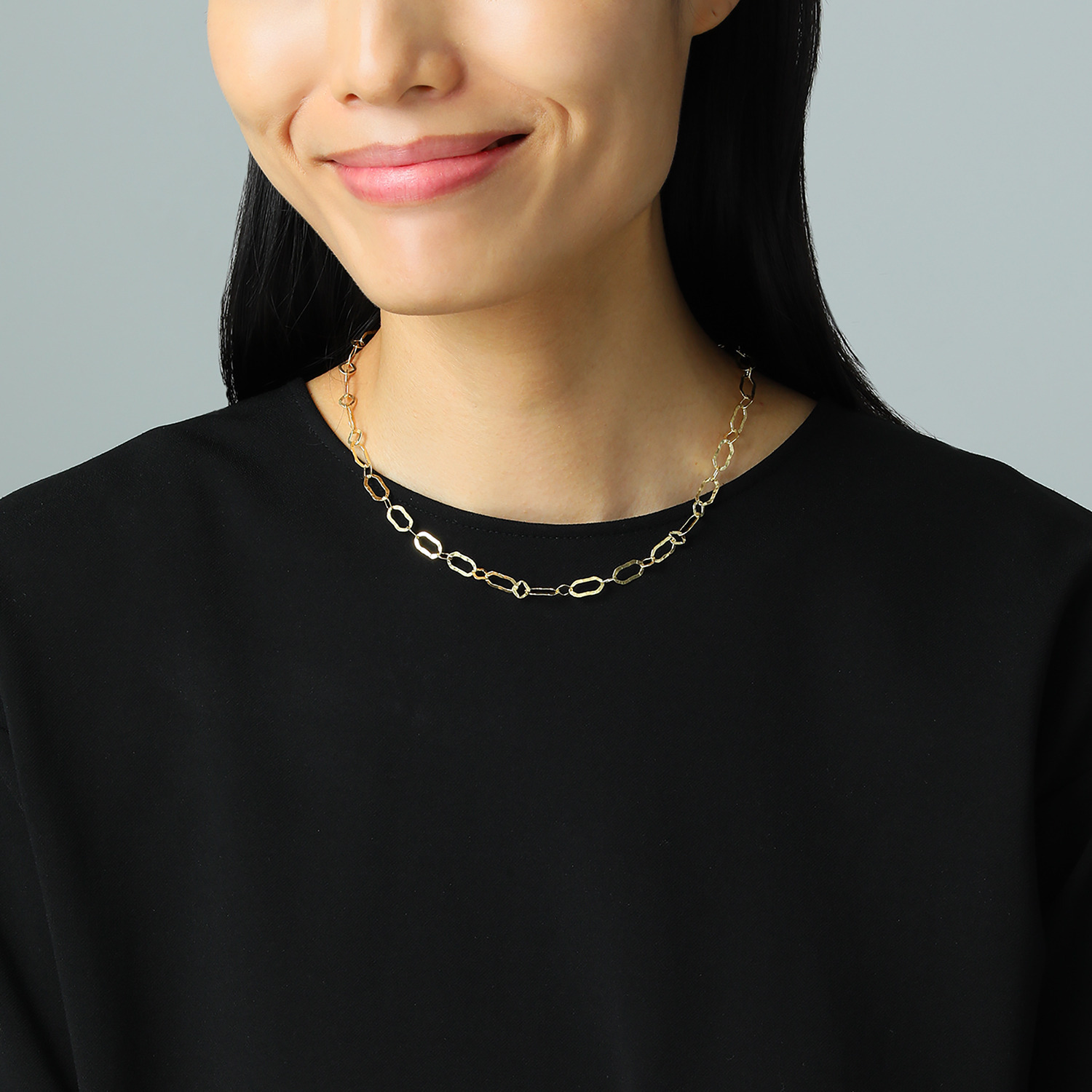 アルジェント イタリアーノ シルバー ハンマーテクスチャー リンクネックレス