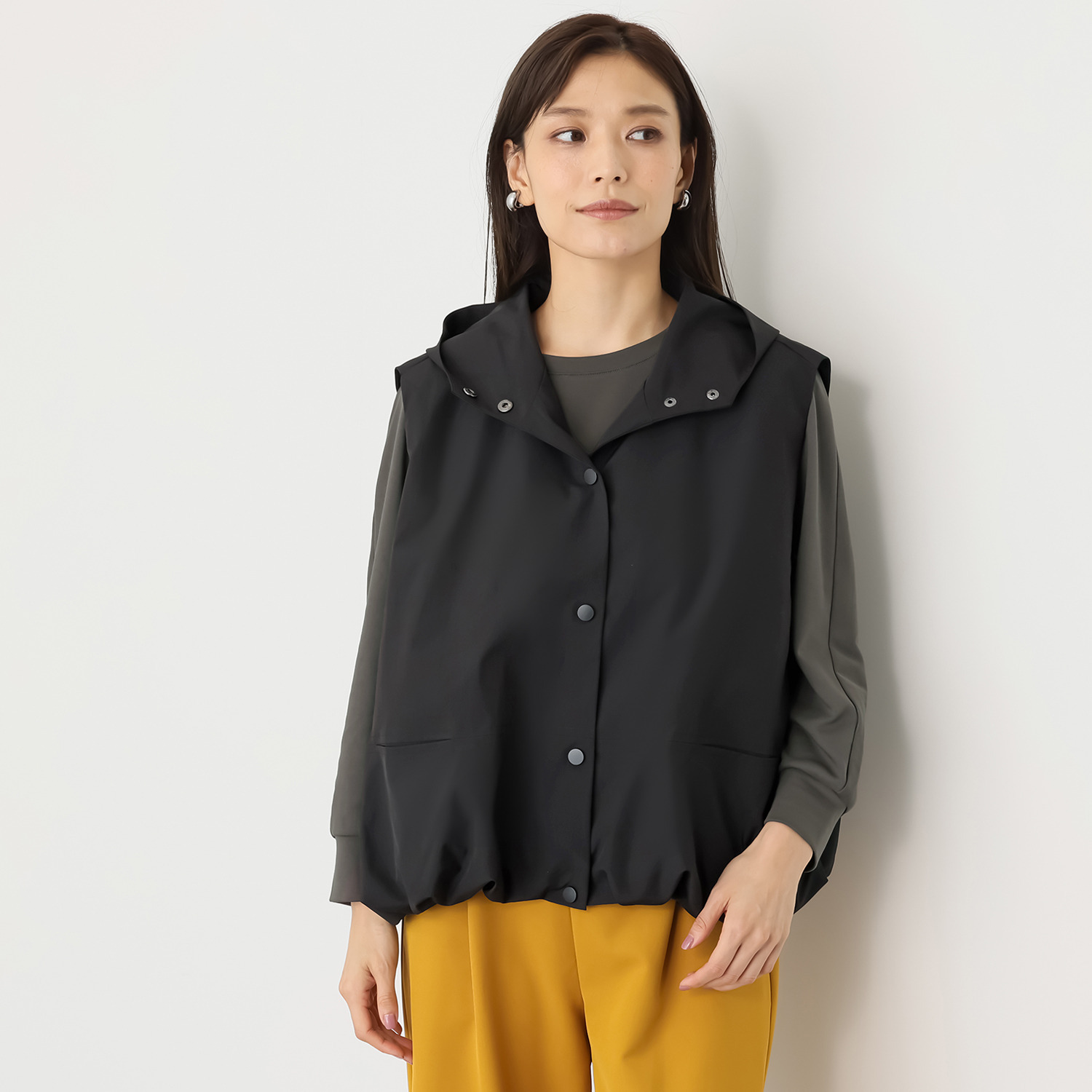 アリュメット フード付 バルーンシルエットジレ