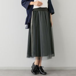 アリュメット サイドテープ チュールレイヤード スカート