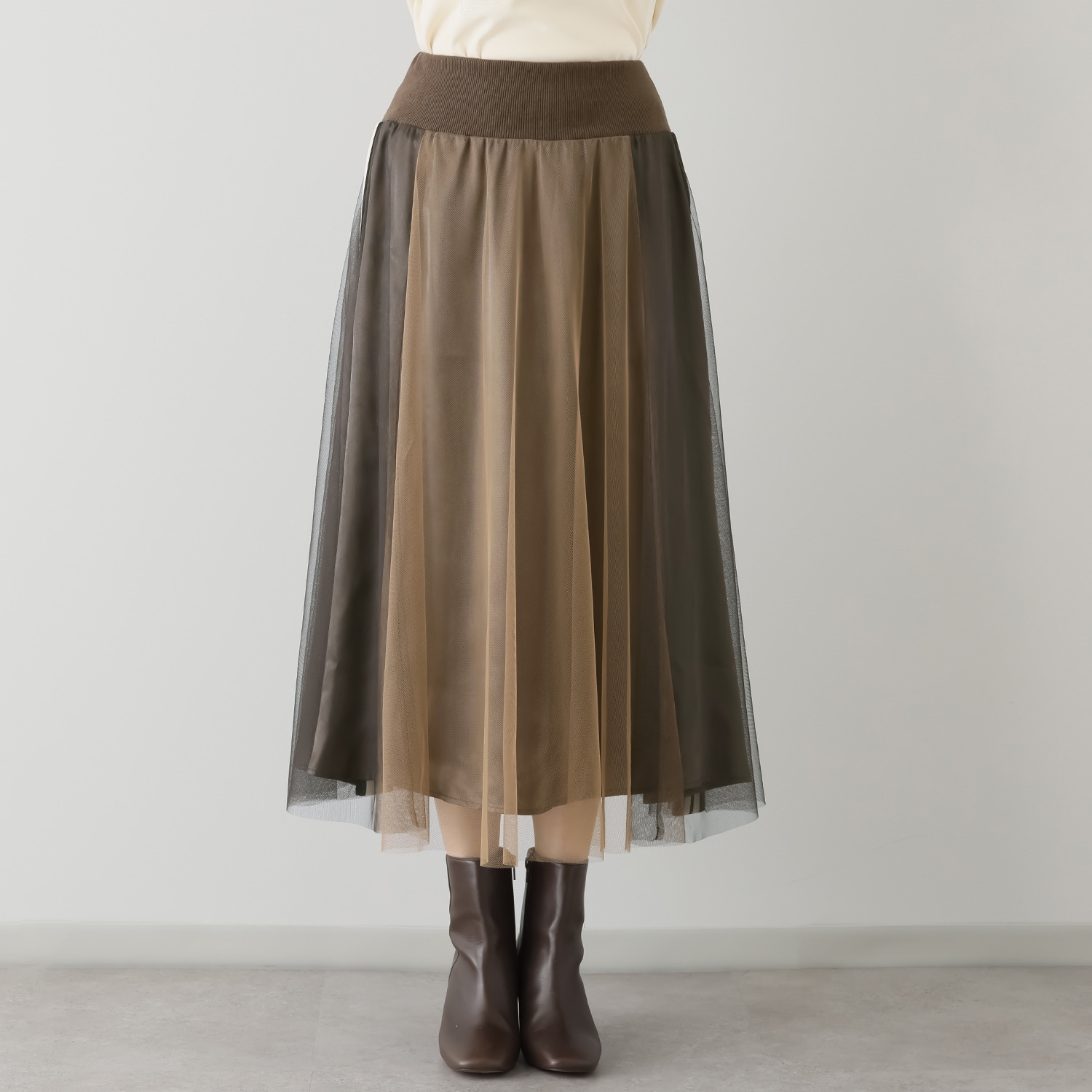 アリュメット サイドテープ チュールレイヤード スカート