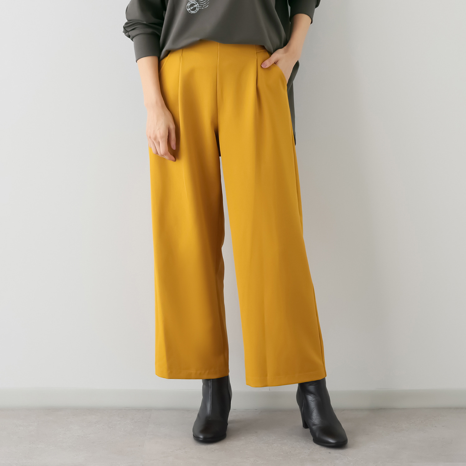 アリュメット タックワイドパンツ