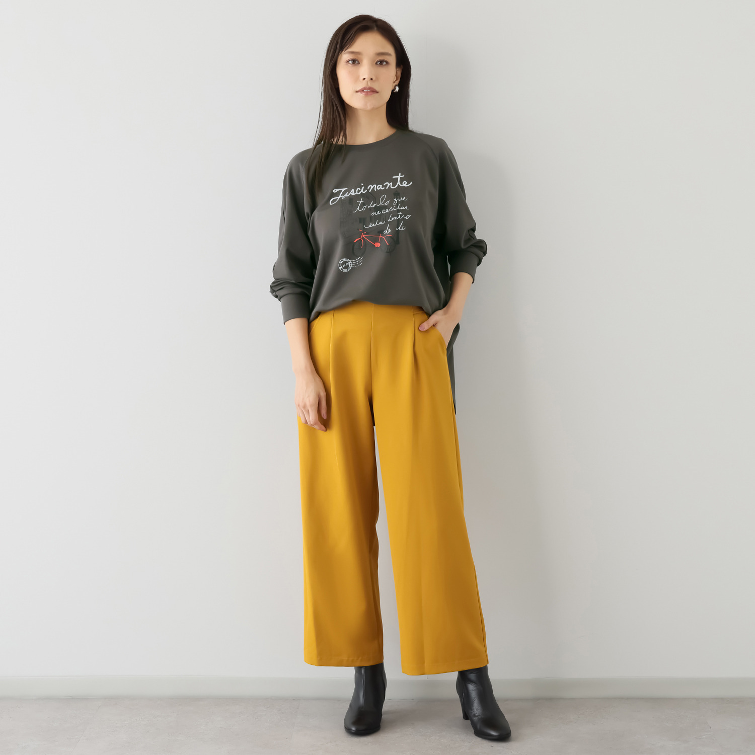 アリュメット タックワイドパンツ