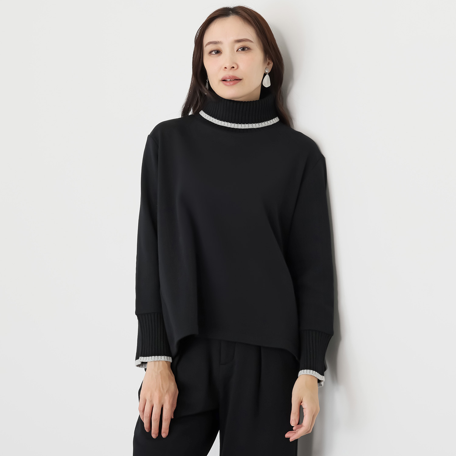 ゼラールスポーツ スーピマコットン混 裏起毛シャギー ニットリブコンビ プルオーバー