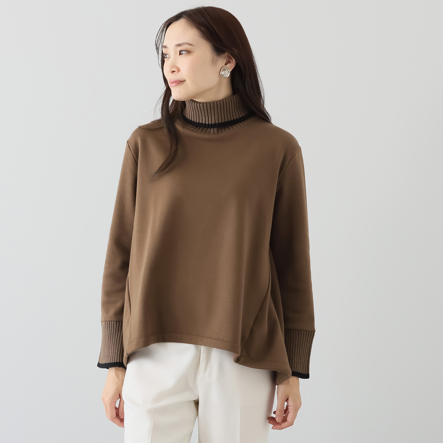 ゼラールスポーツ スーピマコットン混 裏起毛シャギー ニットリブコンビ プルオーバー