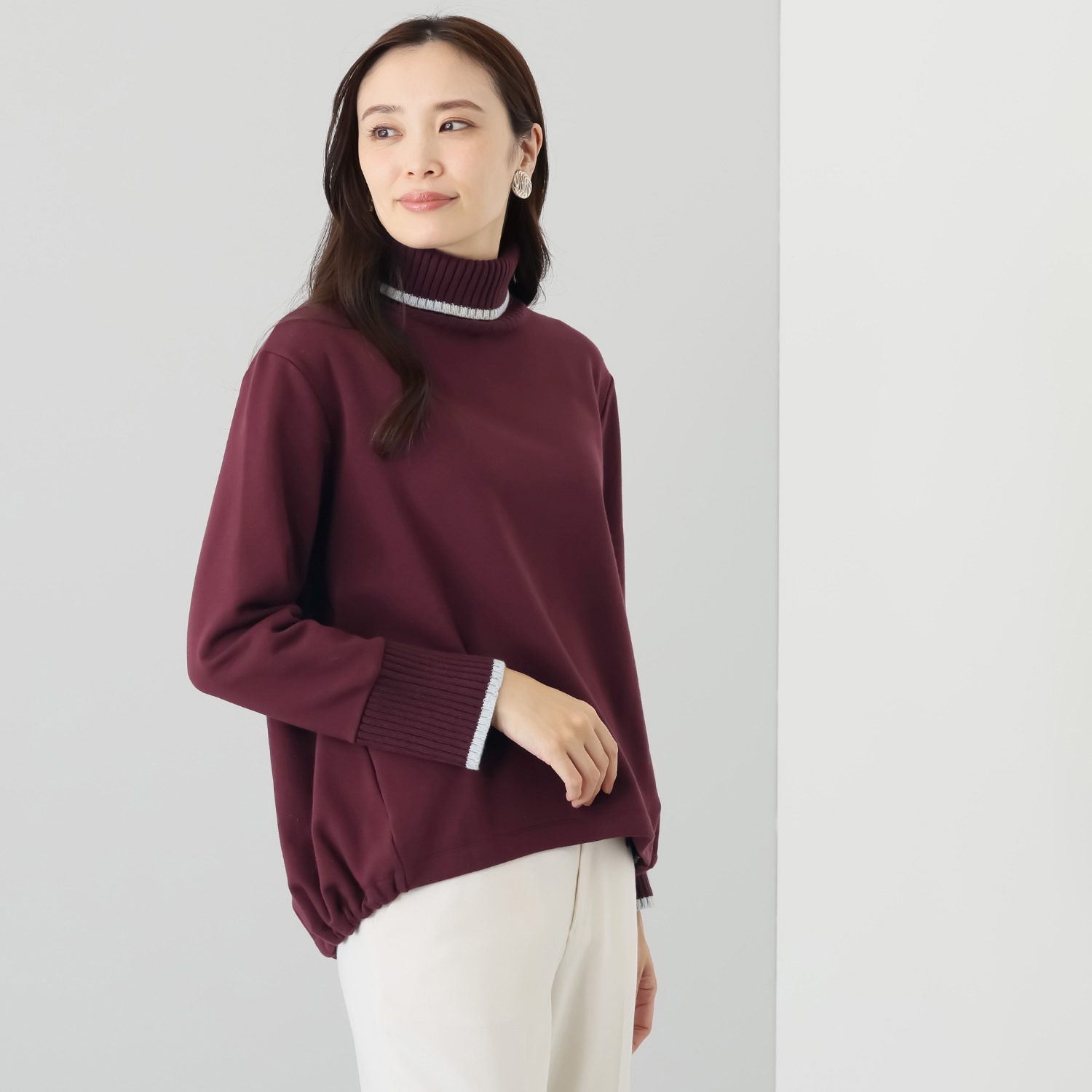 ゼラールスポーツ スーピマコットン混 裏起毛シャギー ニットリブコンビ プルオーバー