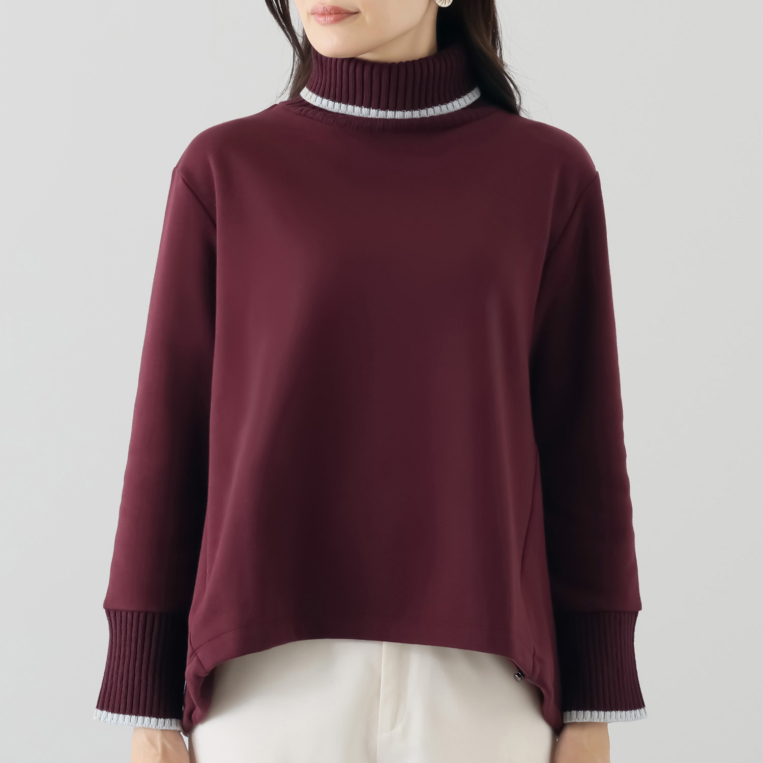 ゼラールスポーツ スーピマコットン混 裏起毛シャギー ニットリブコンビ プルオーバー