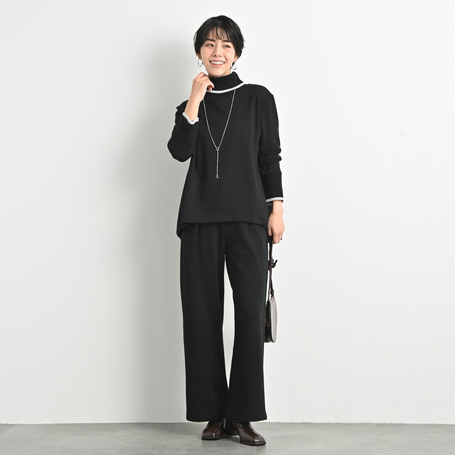 ゼラールスポーツ スーピマコットン混 裏起毛シャギー ニットリブコンビ プルオーバー