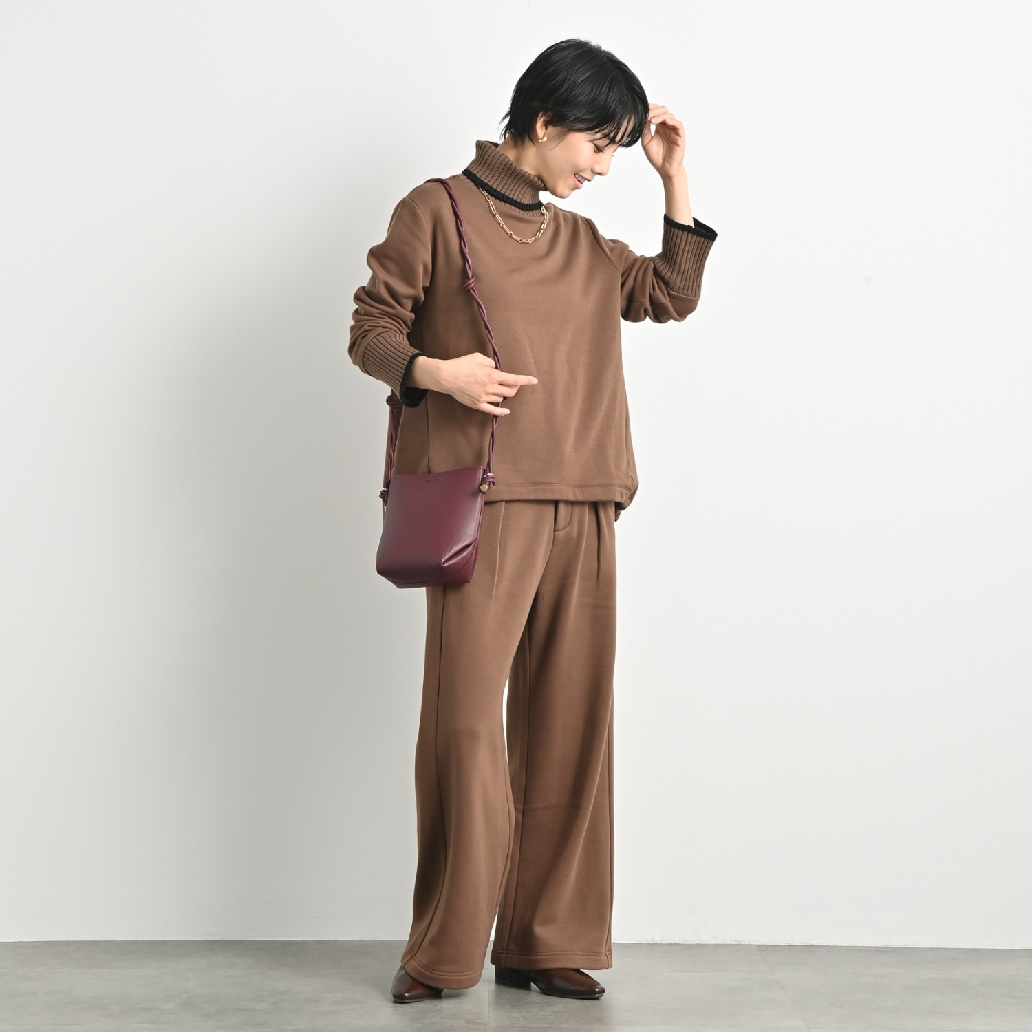 ゼラールスポーツ スーピマコットン混 裏起毛シャギー ニットリブコンビ プルオーバー