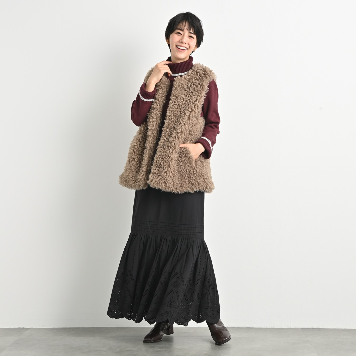 ゼラールスポーツ スーピマコットン混 裏起毛シャギー ニットリブコンビ プルオーバー