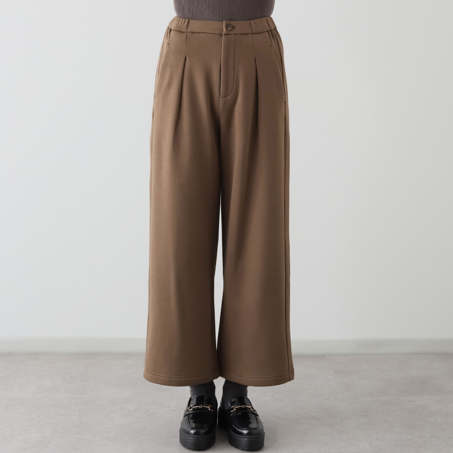 ゼラールスポーツ スーピマコットン混 裏起毛シャギー ワイドストレートパンツ