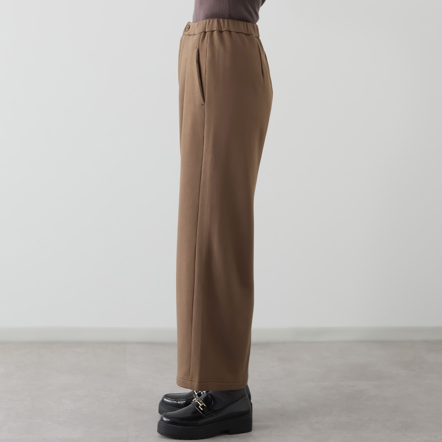 ゼラールスポーツ スーピマコットン混 裏起毛シャギー ワイドストレートパンツ