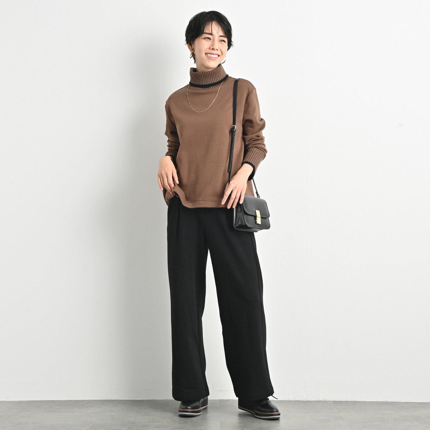 ゼラールスポーツ スーピマコットン混 裏起毛シャギー ワイドストレートパンツ