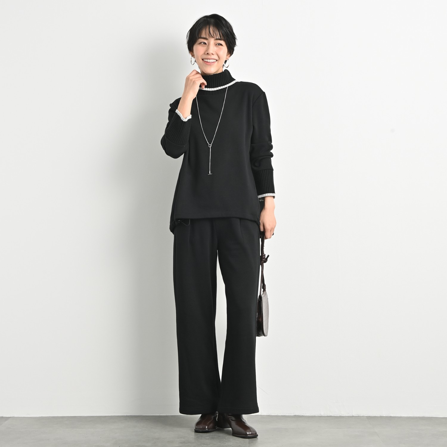 ゼラールスポーツ スーピマコットン混 裏起毛シャギー ワイドストレートパンツ