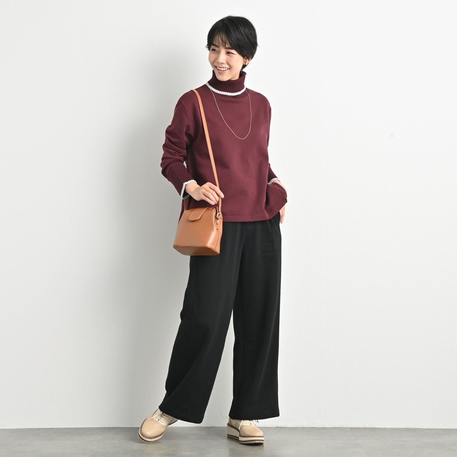 ゼラールスポーツ スーピマコットン混 裏起毛シャギー ワイドストレートパンツ